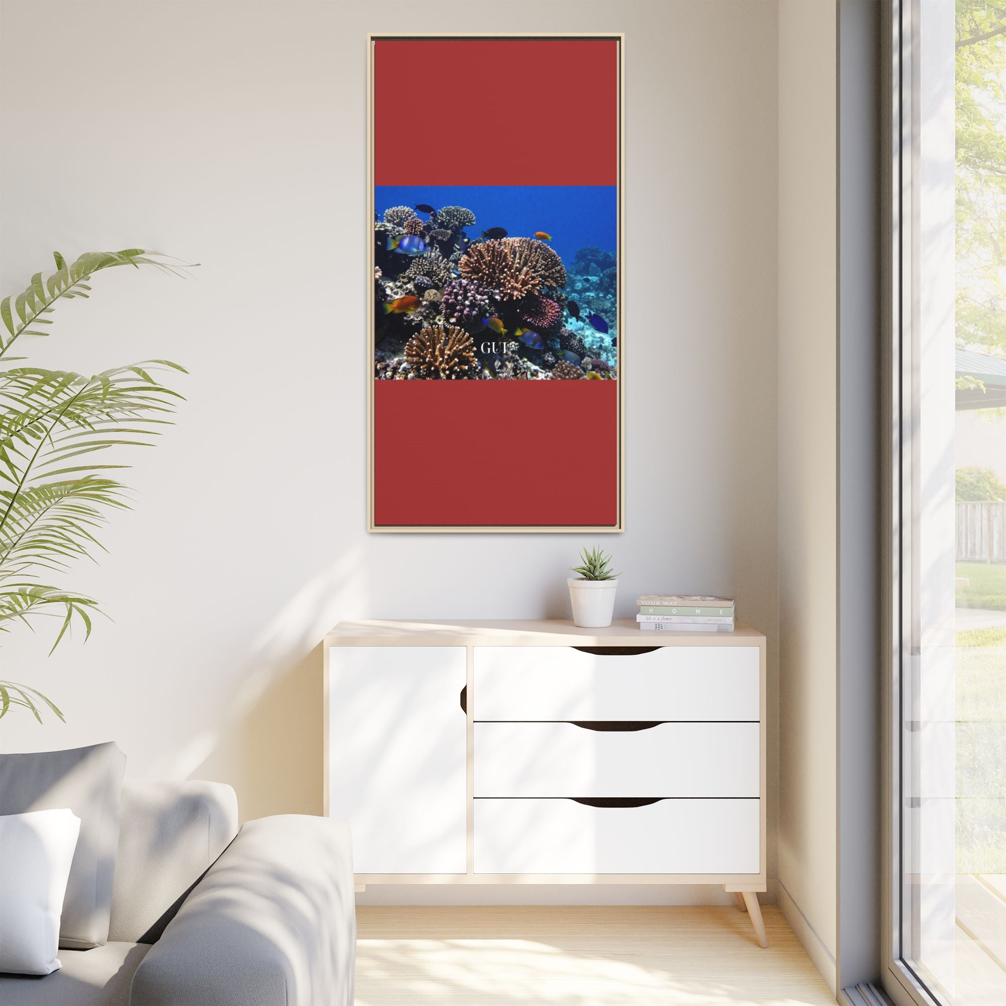 Framed Coral Reef Matte Canvas Wall Art — Tropical Ocean Photography Print