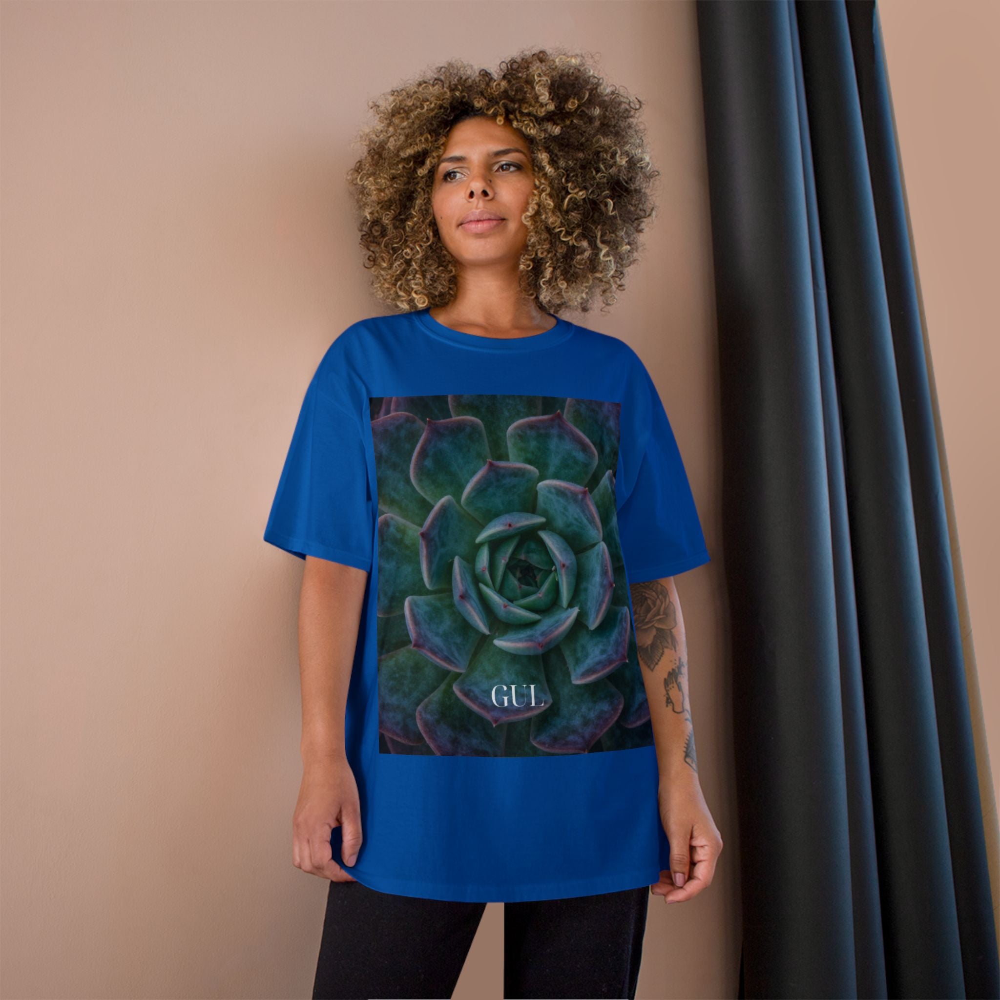 Champion Graphic T‑Shirt — Succulent & Pyramid Photo Print Tee