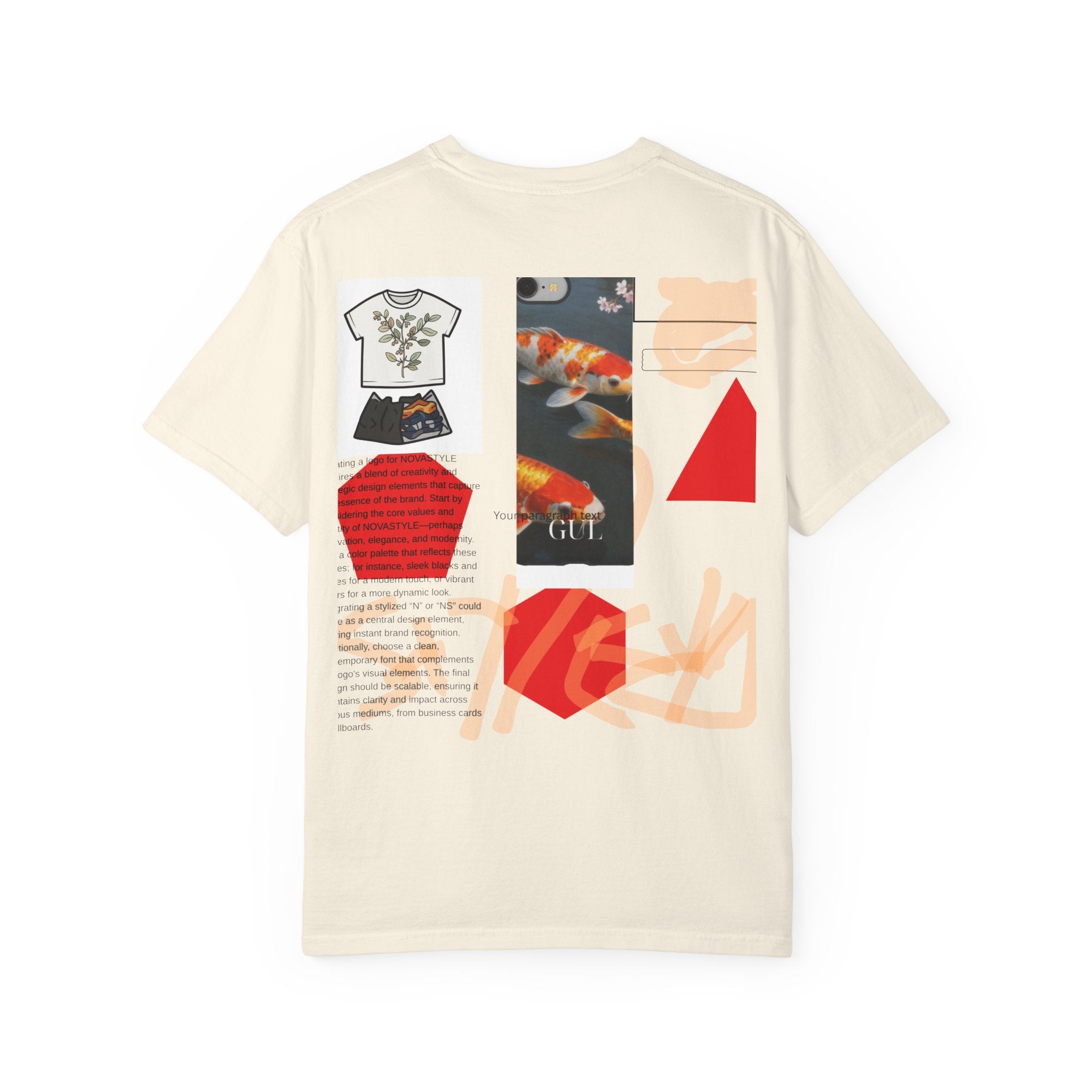 Graphic T-Shirt — Playful Koi & Vase Collage Tee (OVASTYLE Brand)