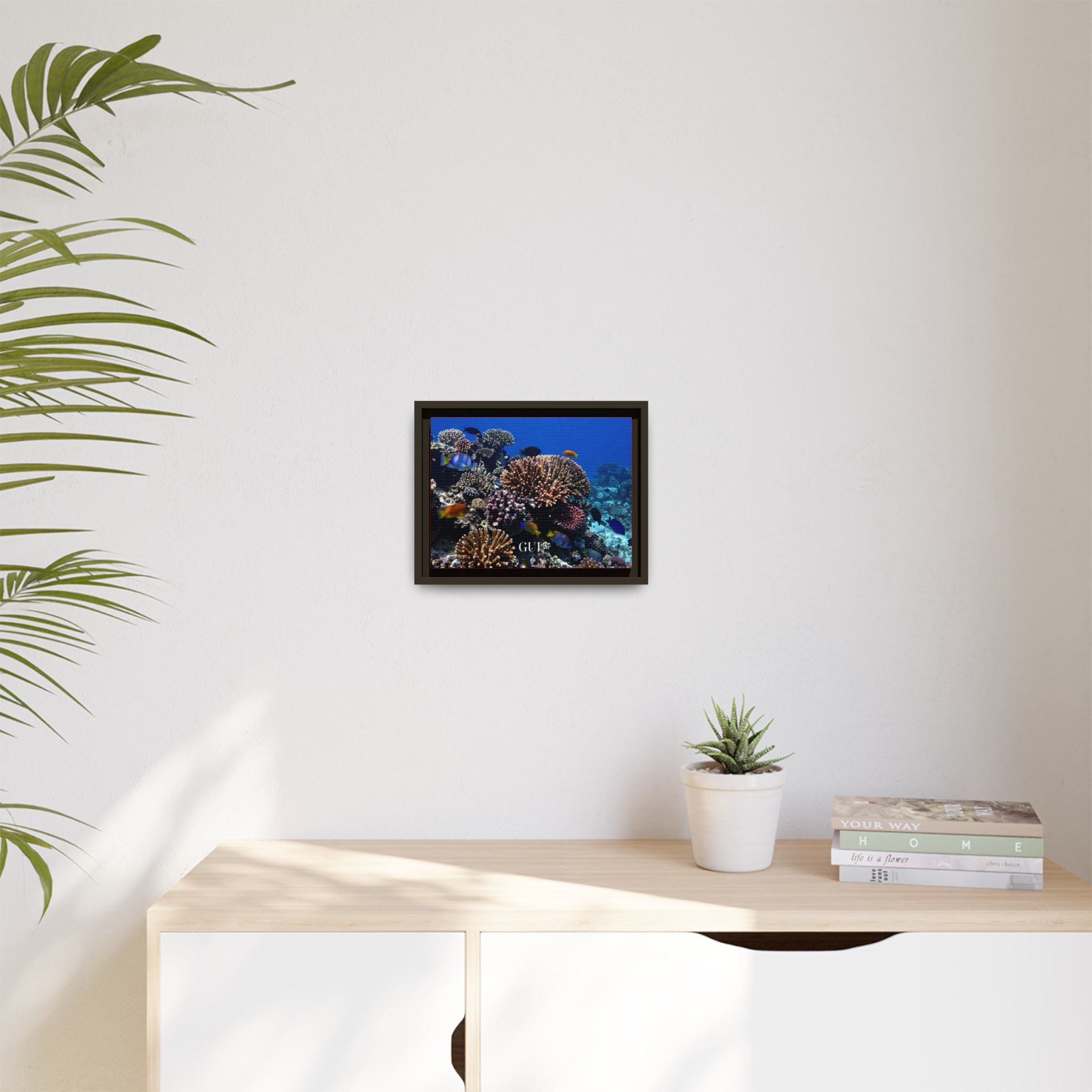 Framed Coral Reef Matte Canvas Wall Art — Tropical Ocean Photography Print