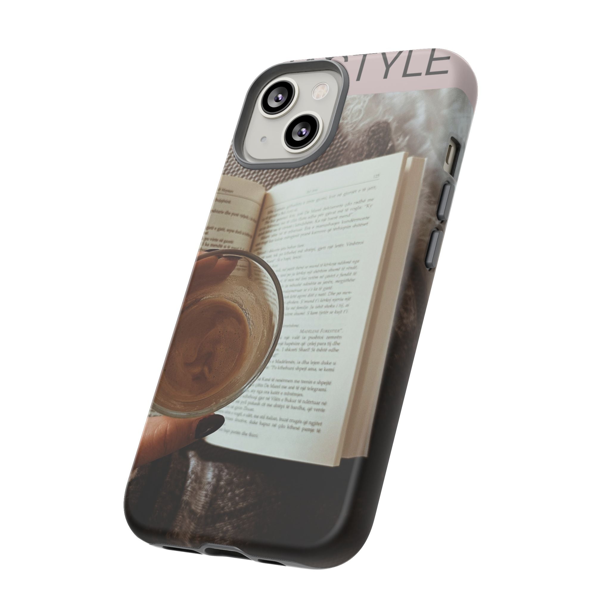 Cozy Reading Phone Case — Coffee & Book Protective Cover