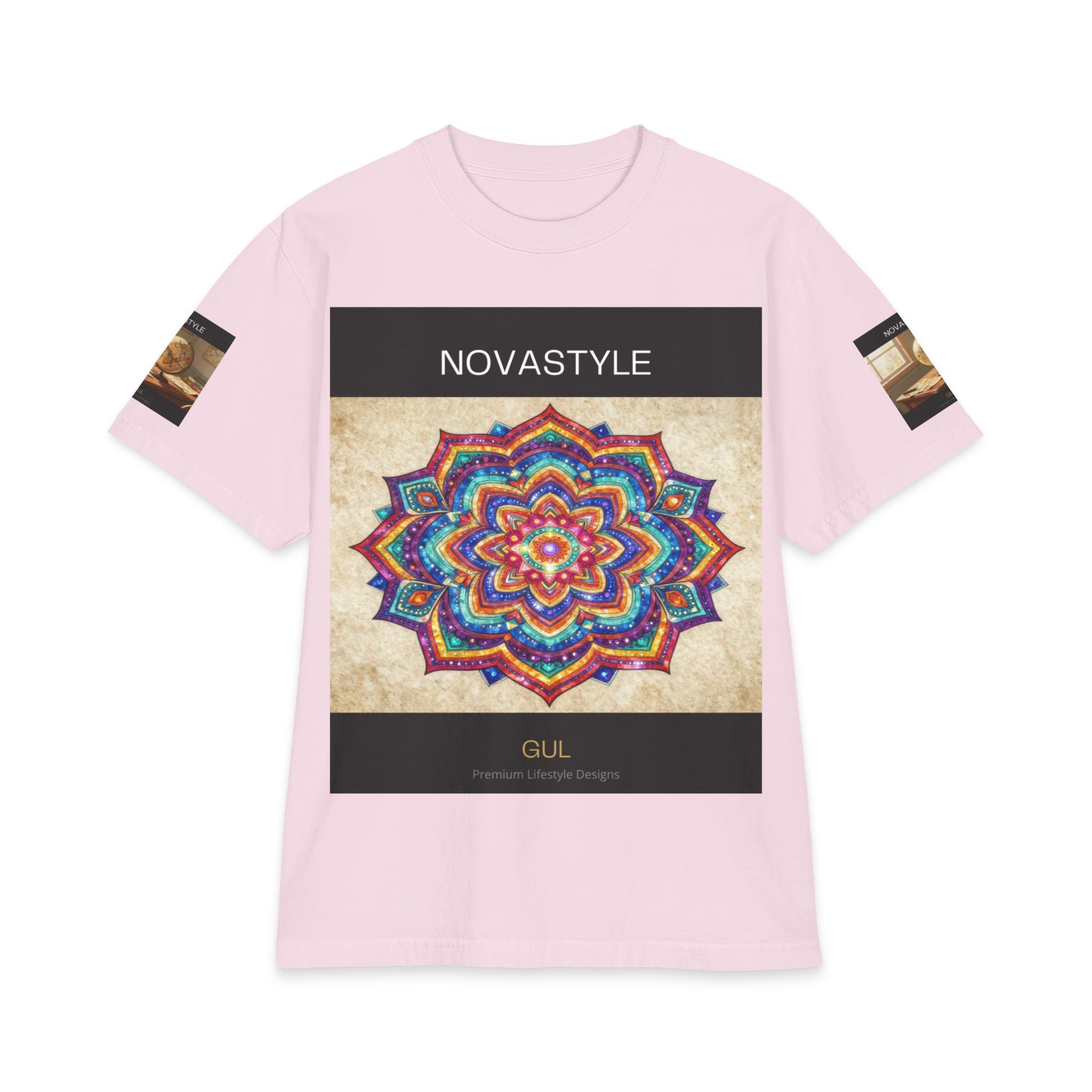 T-Shirt — NOVASTYLE Colorful Mandala & Bonsai Graphic Tee
