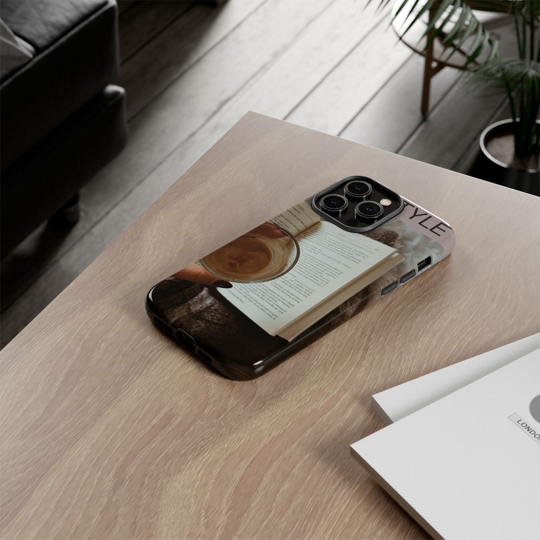 Cozy Reading Phone Case — Coffee & Book Protective Cover