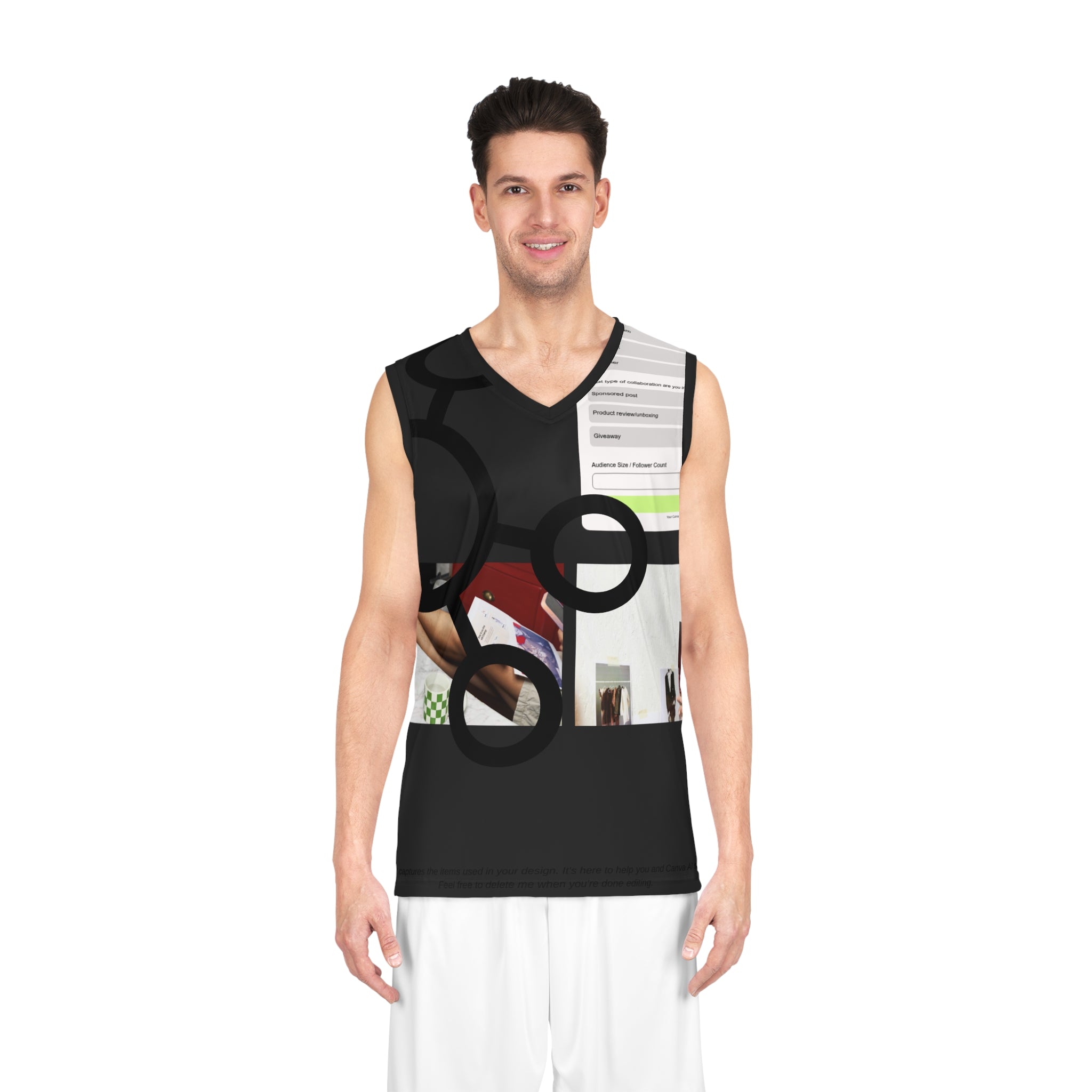 Abstract Red Basketball Jersey — All-Over Print Music & Street Art Design