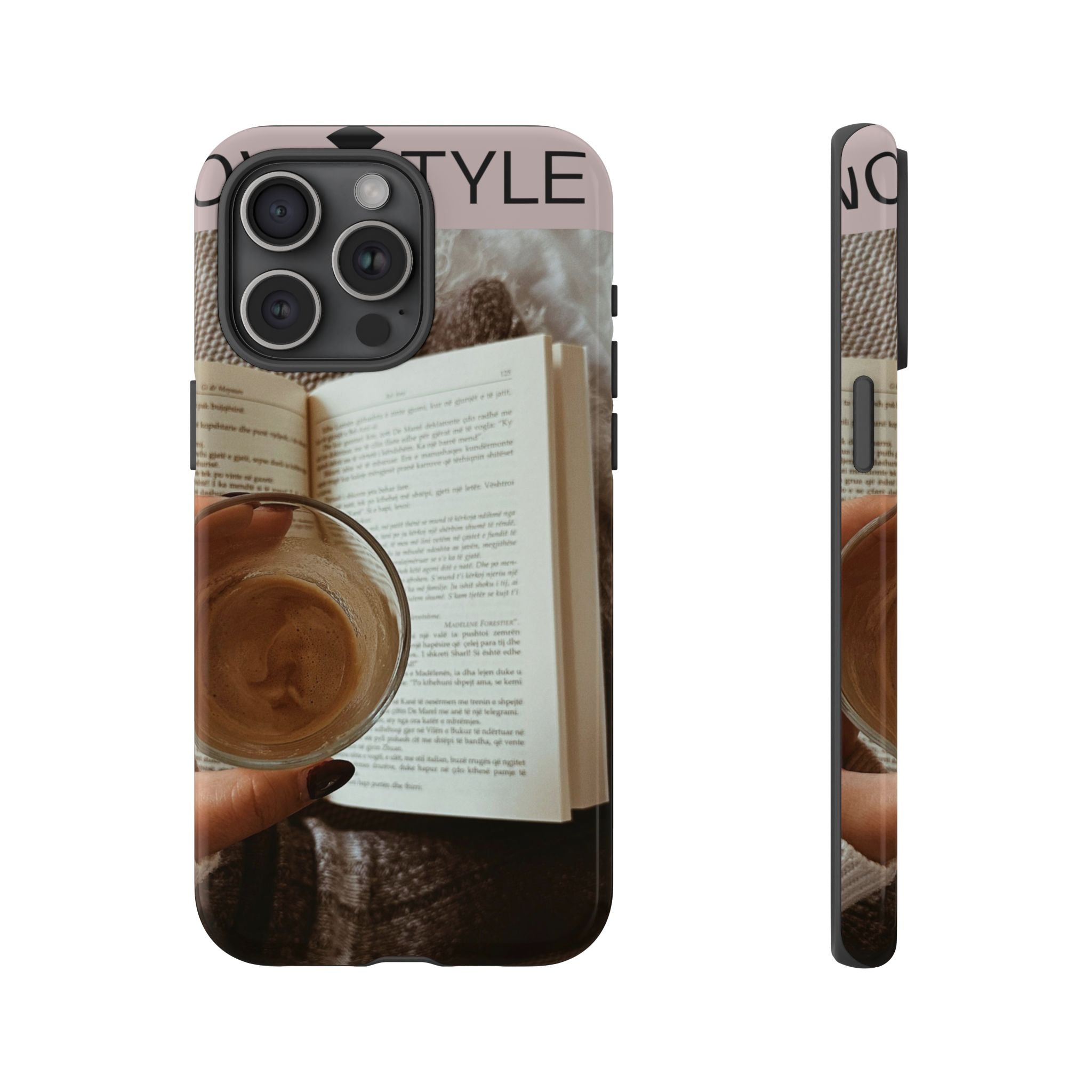 Cozy Reading Phone Case — Coffee & Book Protective Cover