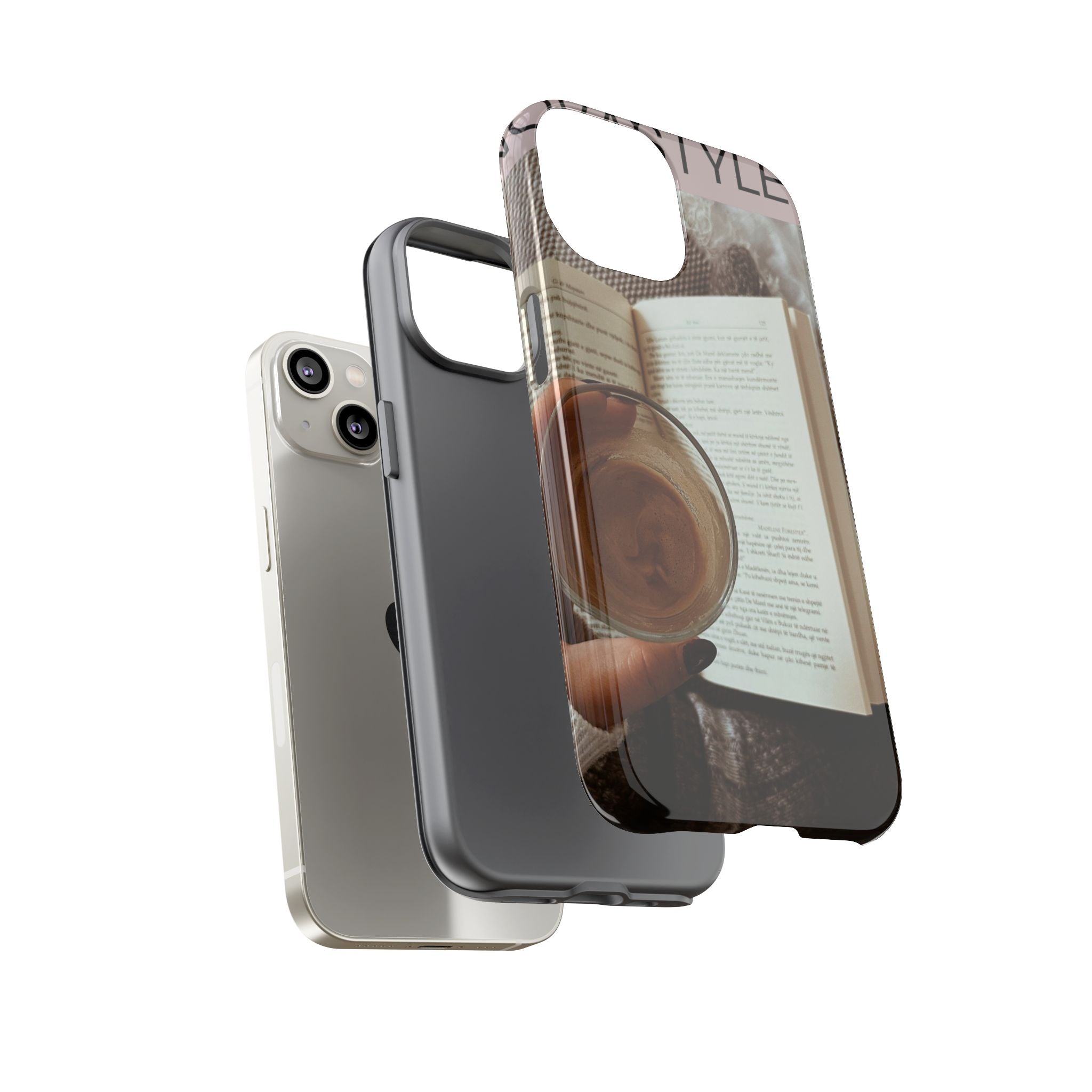 Cozy Reading Phone Case — Coffee & Book Protective Cover
