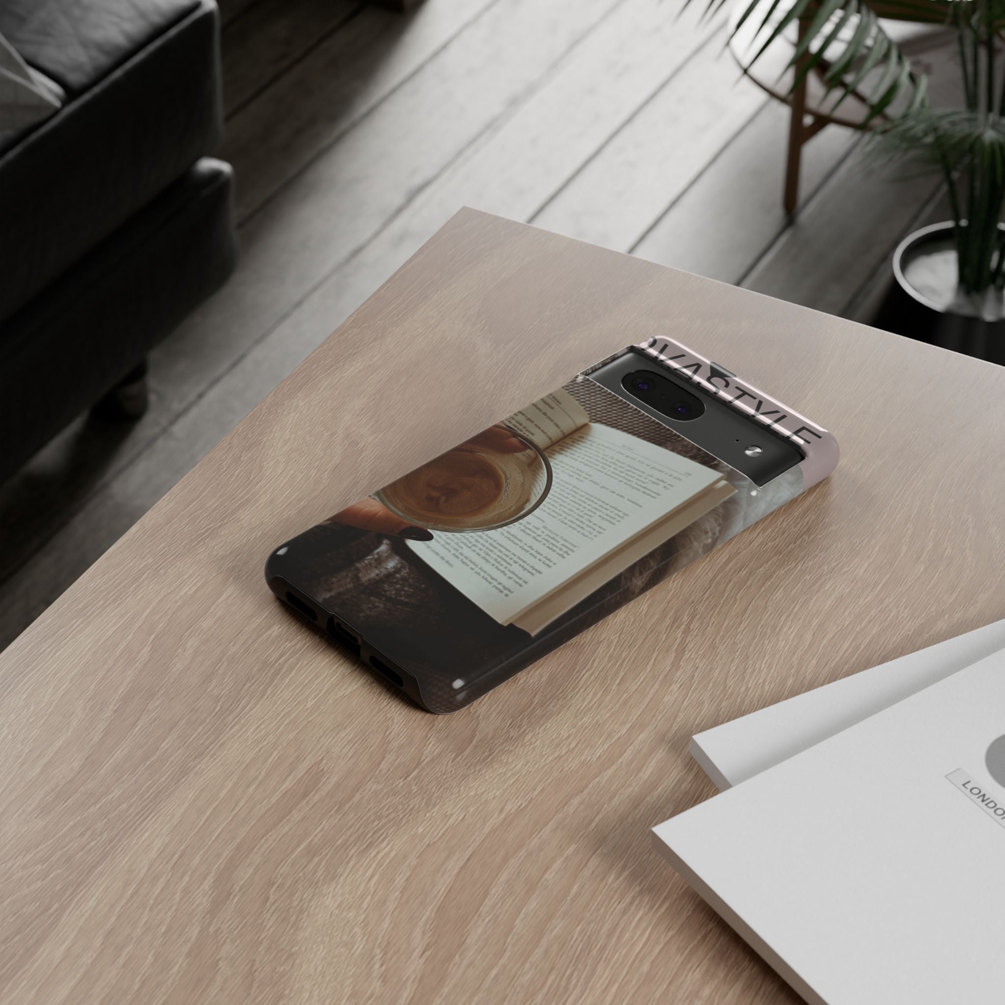 Cozy Reading Phone Case — Coffee & Book Protective Cover