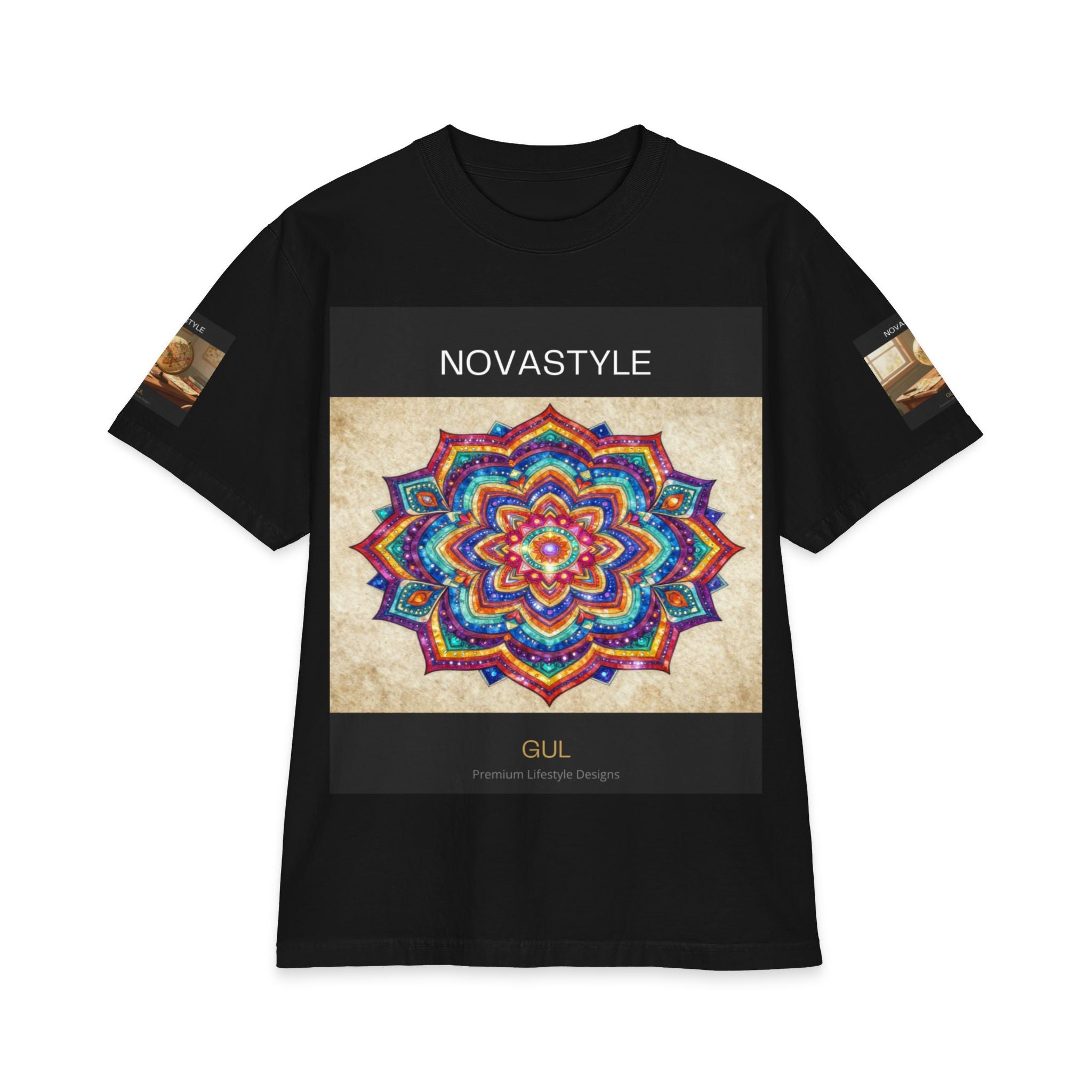 T-Shirt — NOVASTYLE Colorful Mandala & Bonsai Graphic Tee