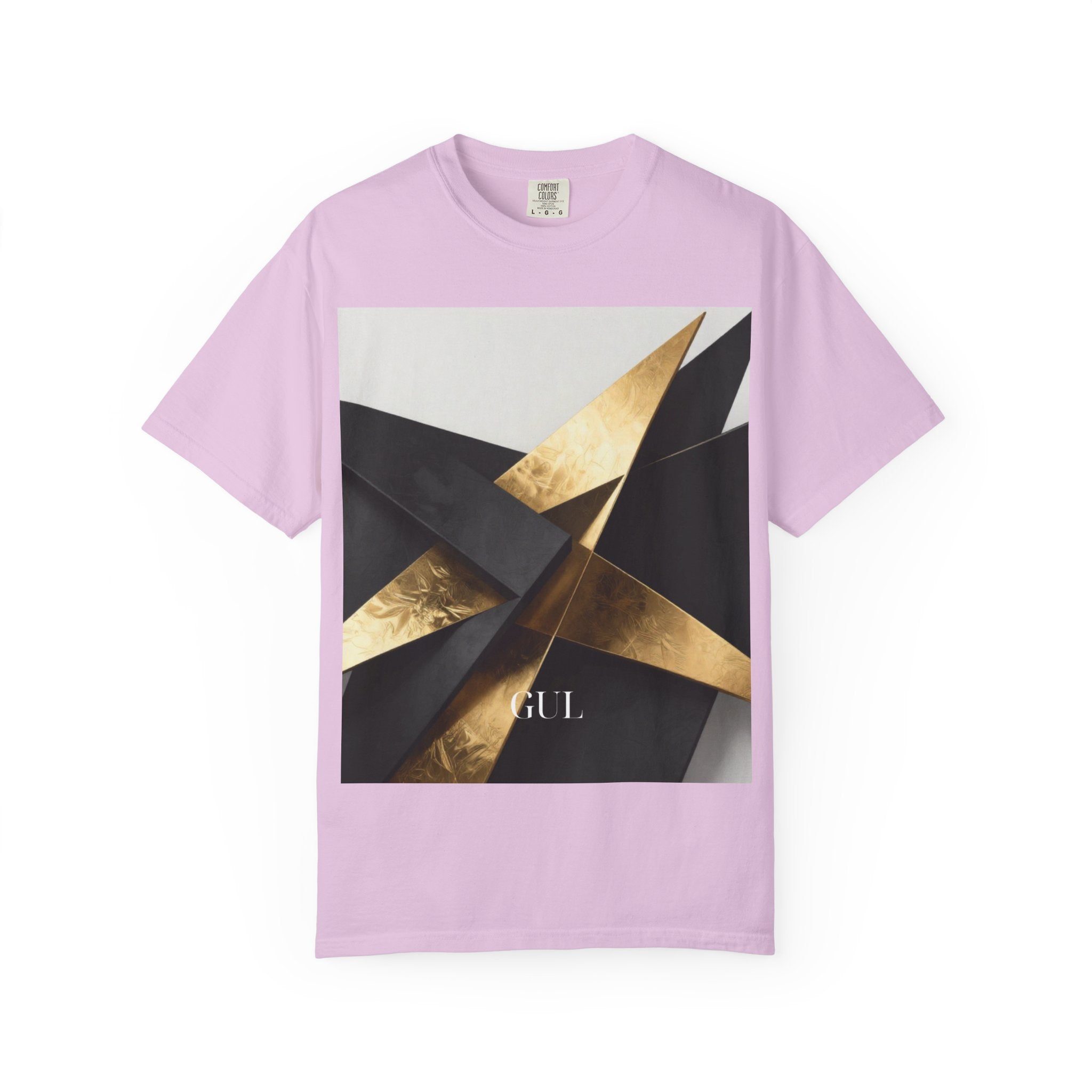 Graphic T-Shirt — Modern Gold Abstract & Mountain Photo Print