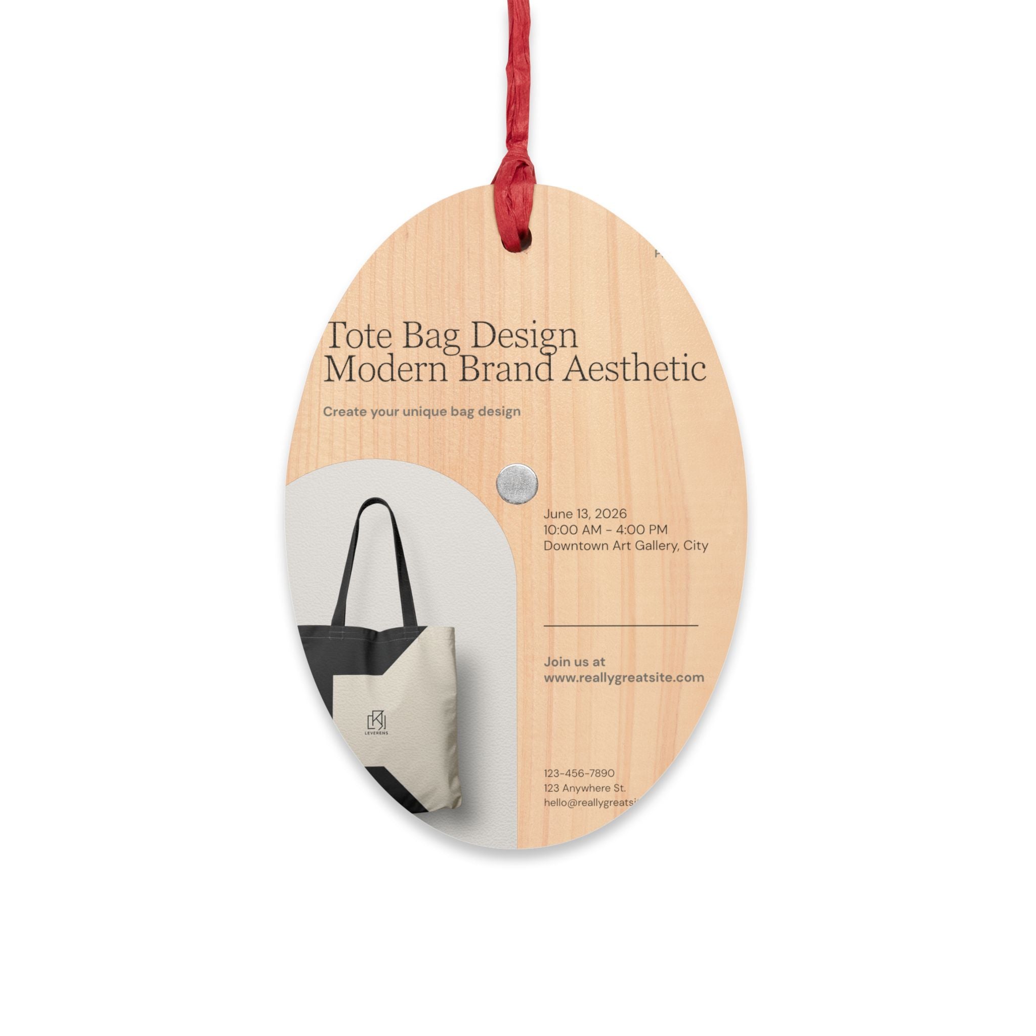 Bell-Shaped Wooden Ornament — Minimal Logo & Illustration Holiday Decoration