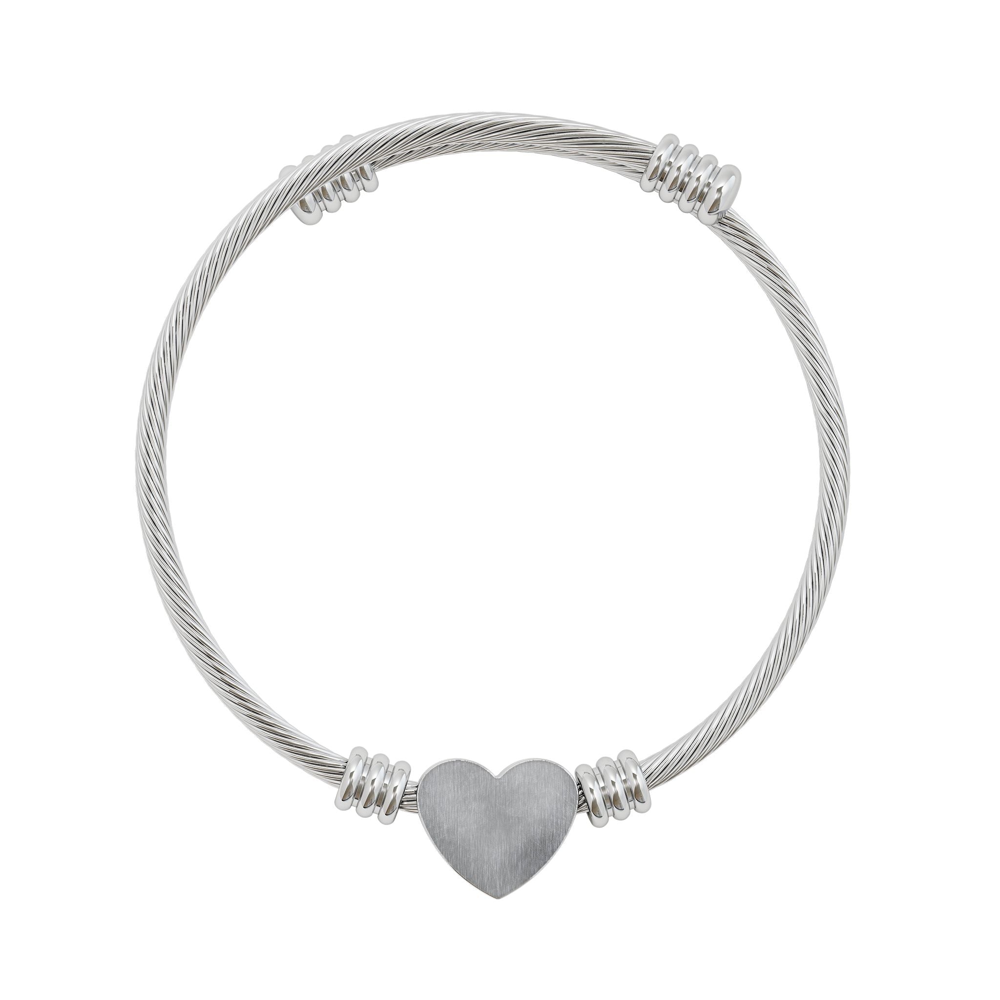 Engravable Heart Cuff Bracelet — Personalized Minimalist Bangle for Women (Silver & Gold)