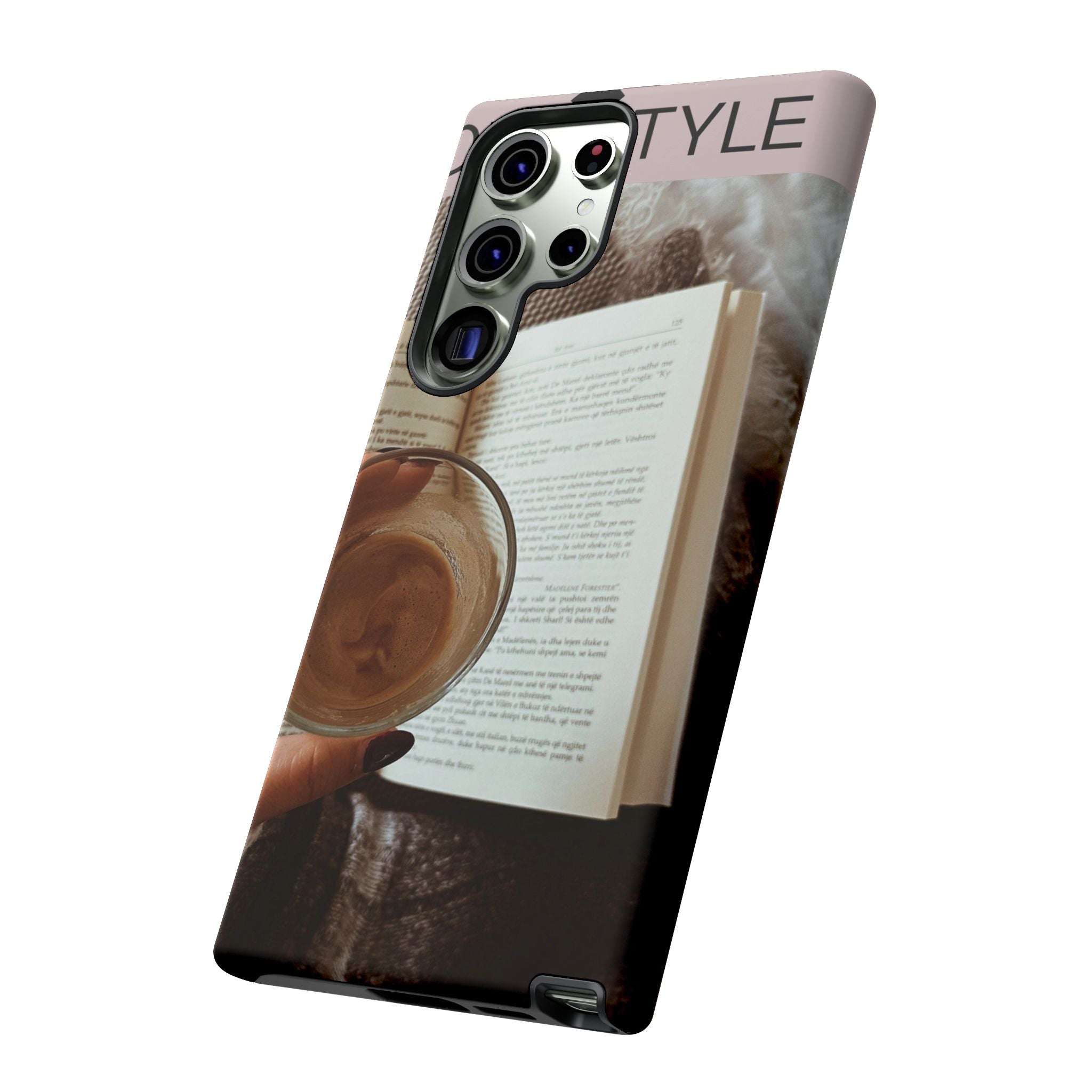 Cozy Reading Phone Case — Coffee & Book Protective Cover