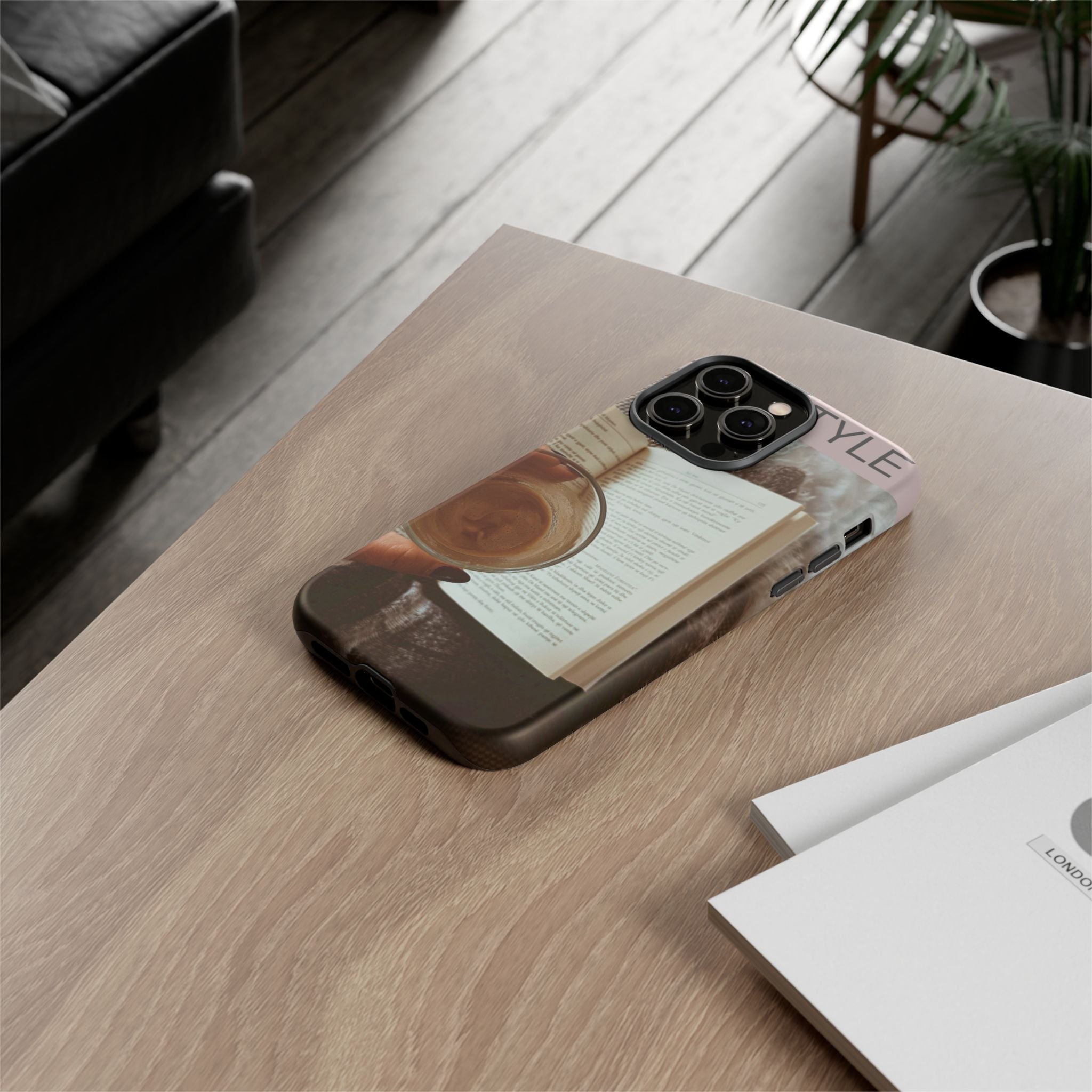 Cozy Reading Phone Case — Coffee & Book Protective Cover