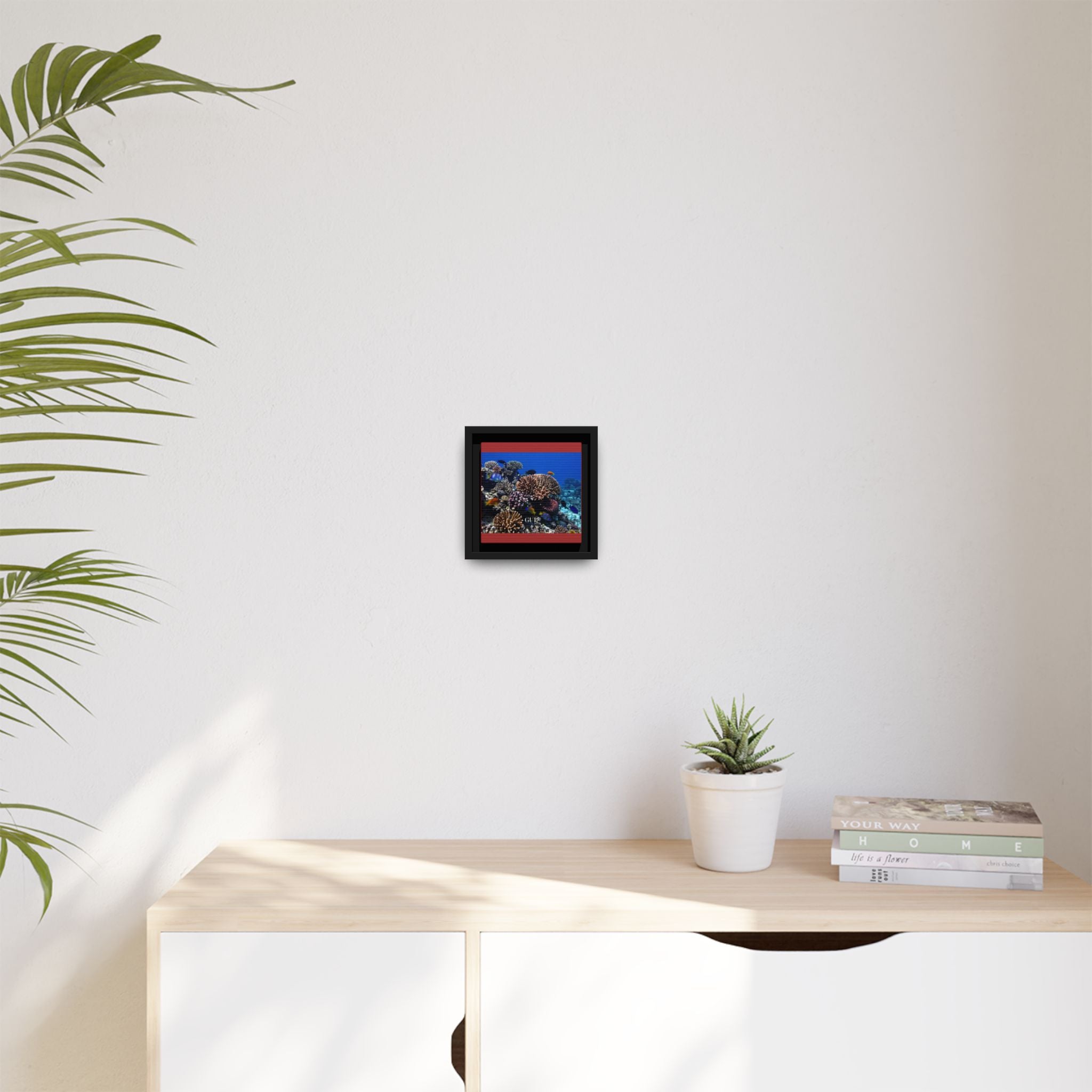 Framed Coral Reef Matte Canvas Wall Art — Tropical Ocean Photography Print