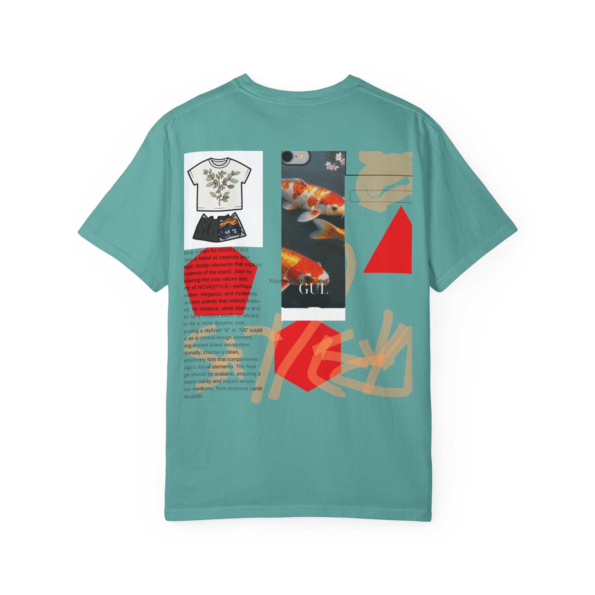 Graphic T-Shirt — Playful Koi & Vase Collage Tee (OVASTYLE Brand)