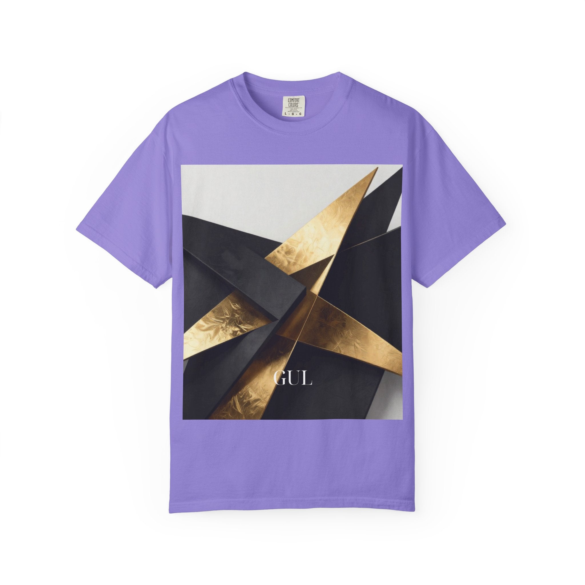 Graphic T-Shirt — Modern Gold Abstract & Mountain Photo Print