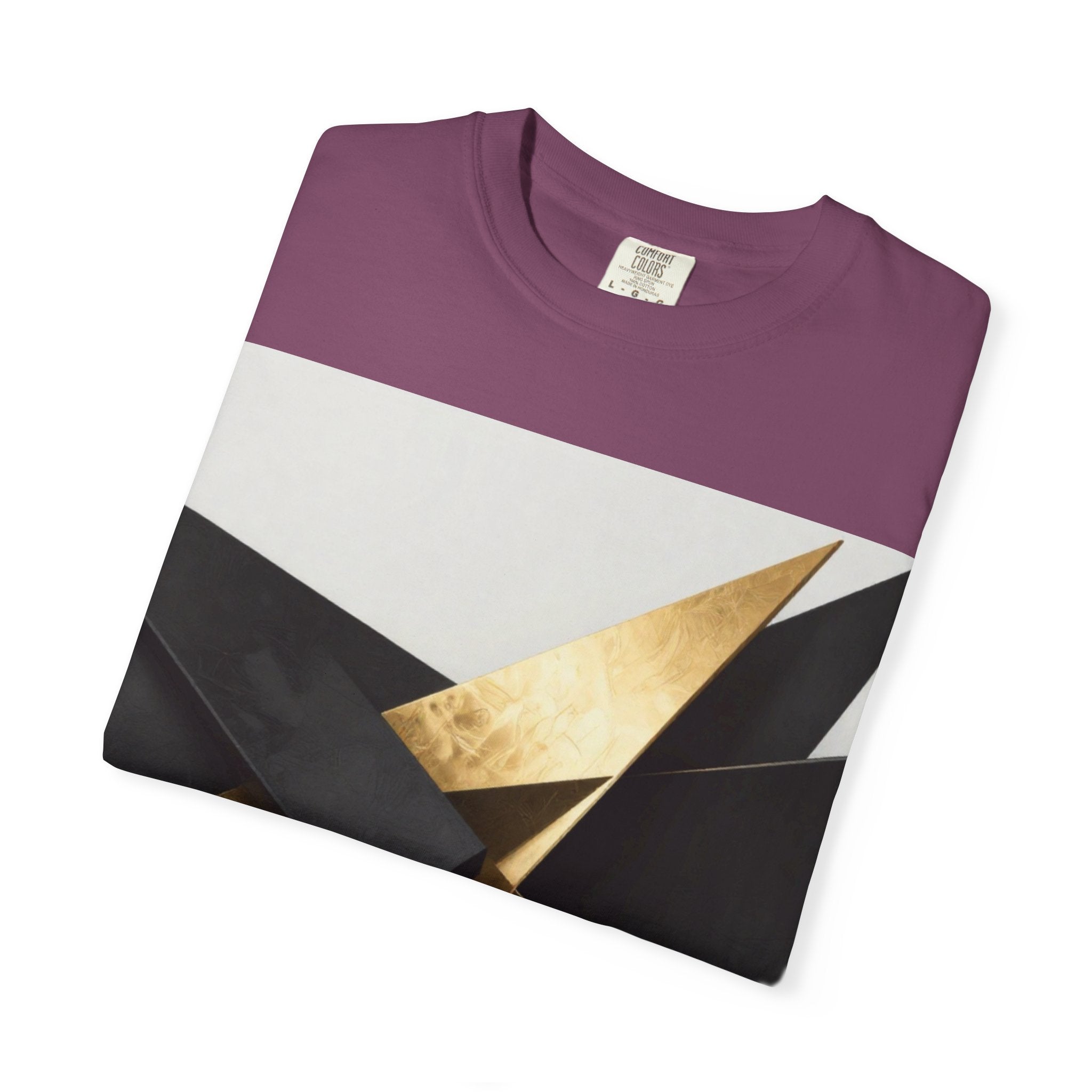 Graphic T-Shirt — Modern Gold Abstract & Mountain Photo Print