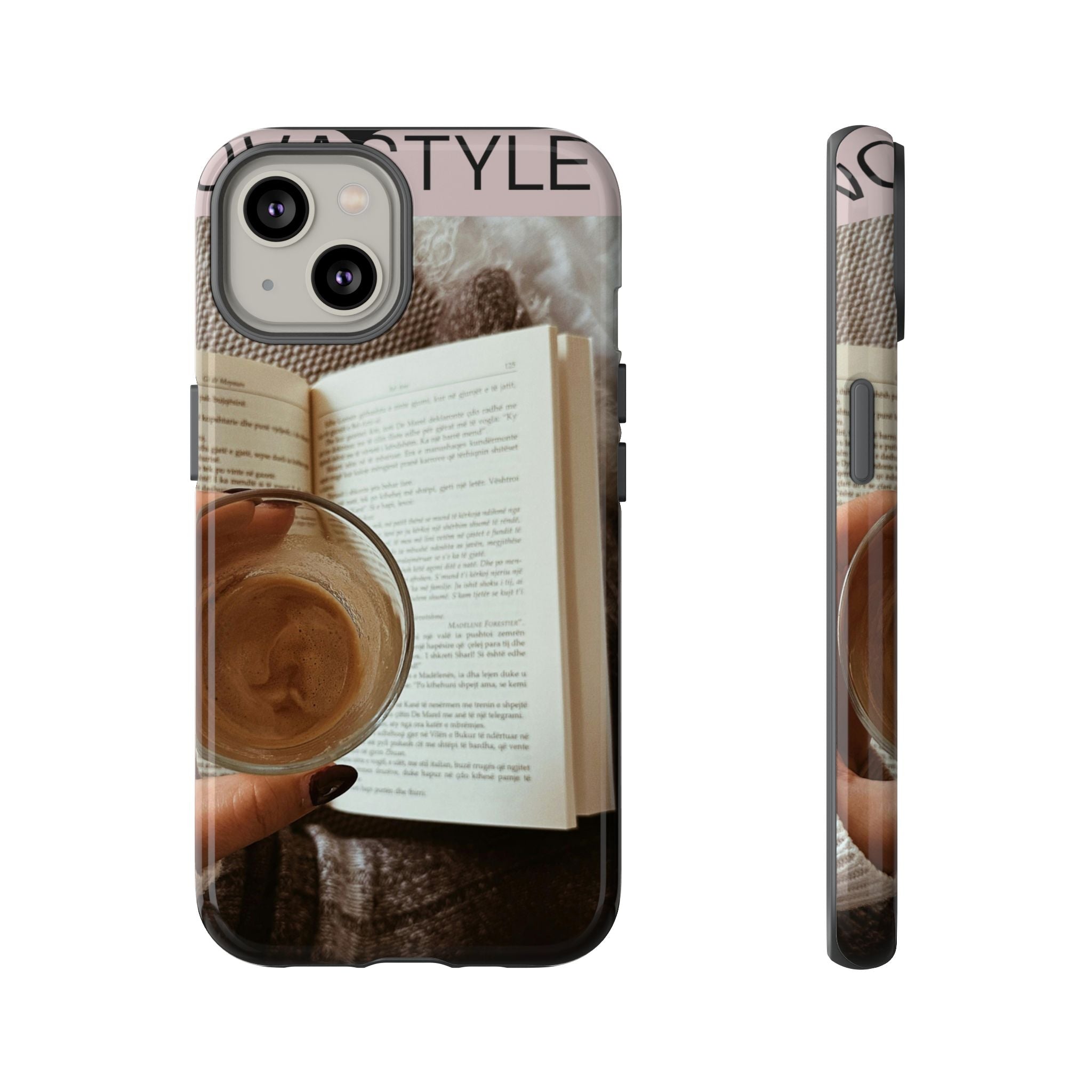 Cozy Reading Phone Case — Coffee & Book Protective Cover