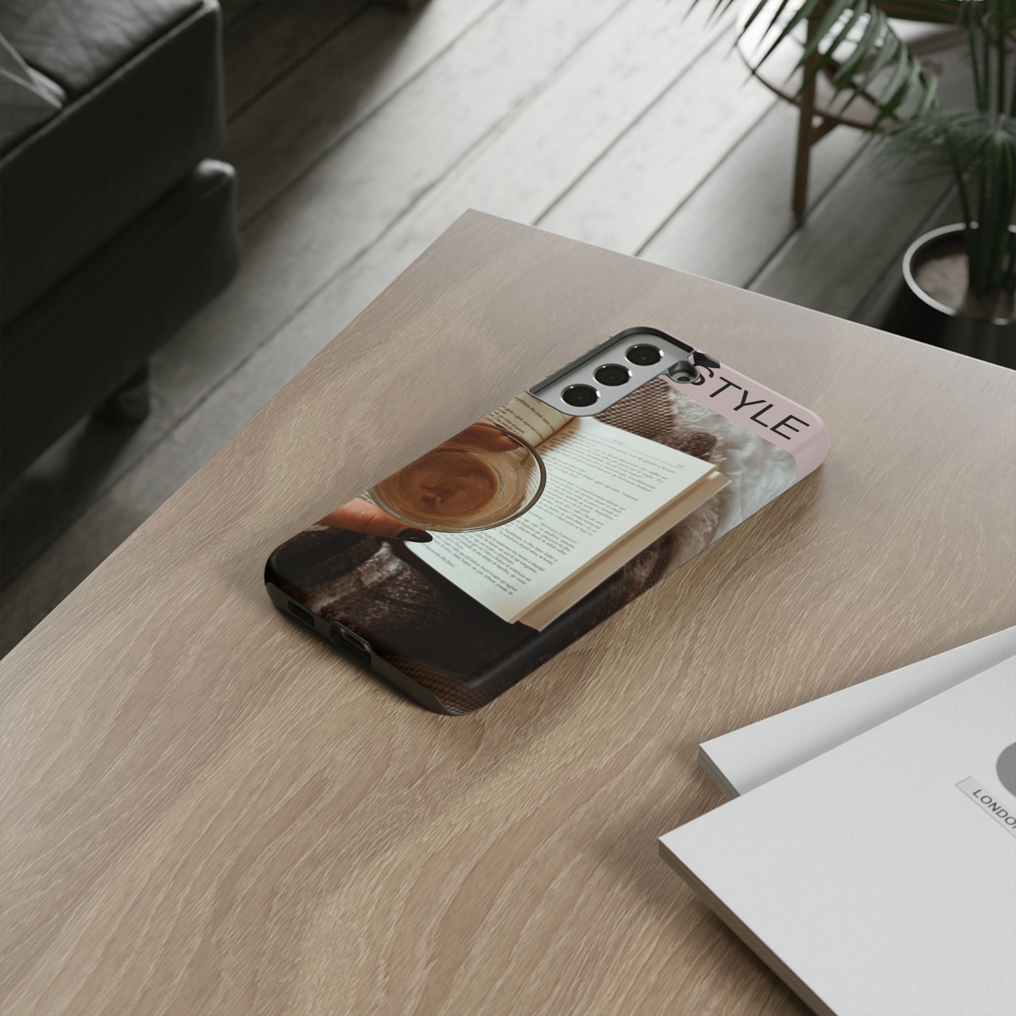 Cozy Reading Phone Case — Coffee & Book Protective Cover