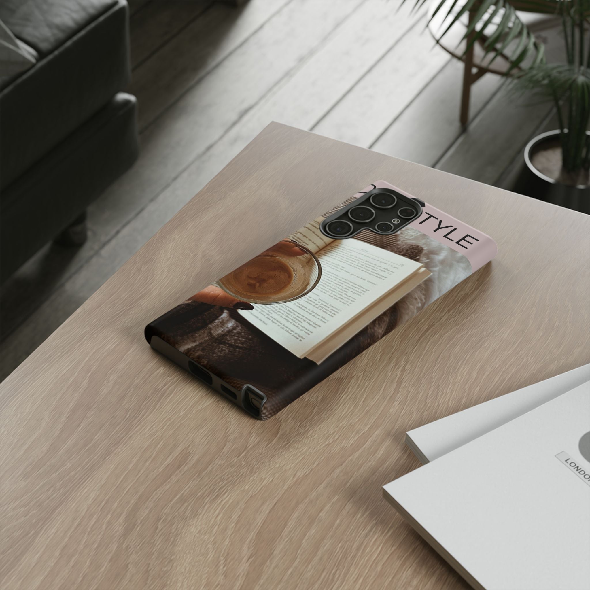 Cozy Reading Phone Case — Coffee & Book Protective Cover