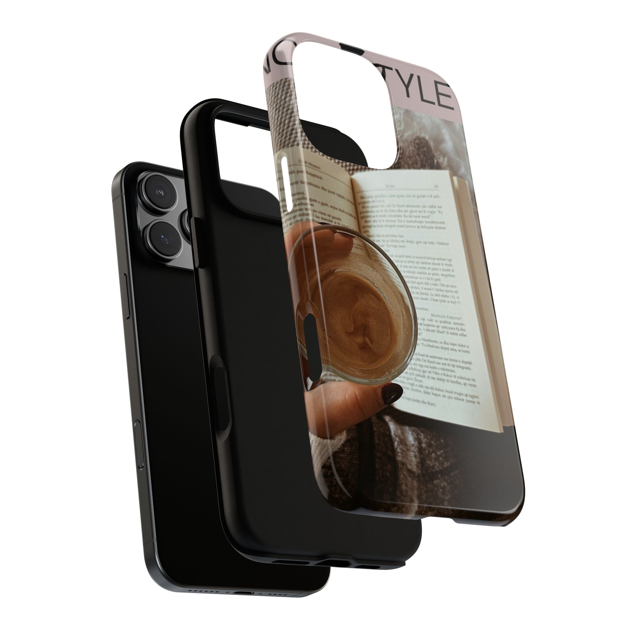 Cozy Reading Phone Case — Coffee & Book Protective Cover