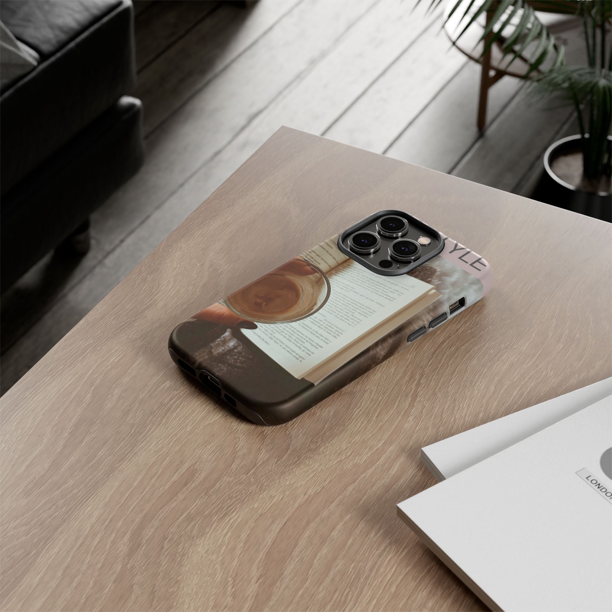 Cozy Reading Phone Case — Coffee & Book Protective Cover