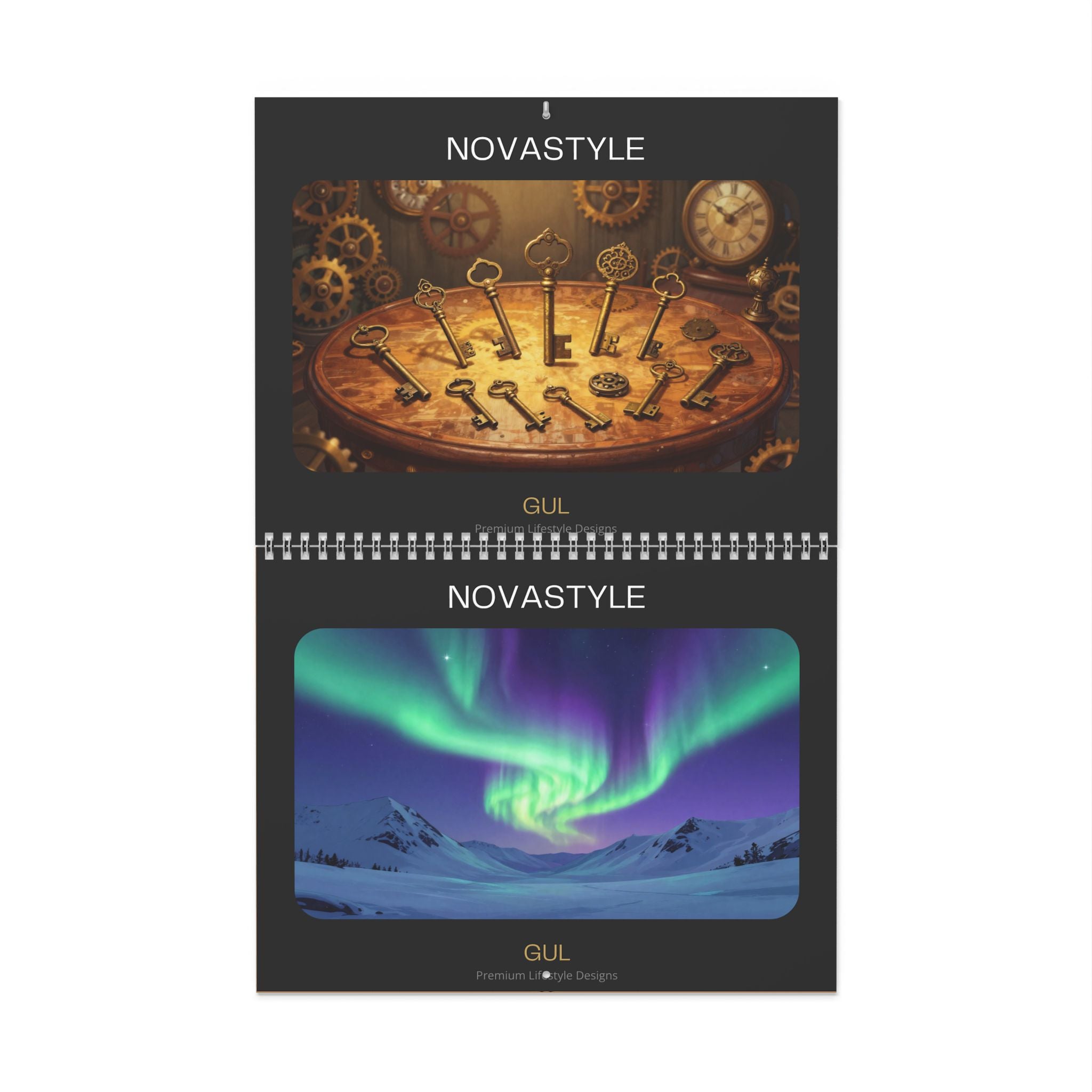 Mandala & Nature Wall Calendar — 12‑Month Artistic Spiral Calendar with Kaleidoscope Art, Aurora & Vintage Keys