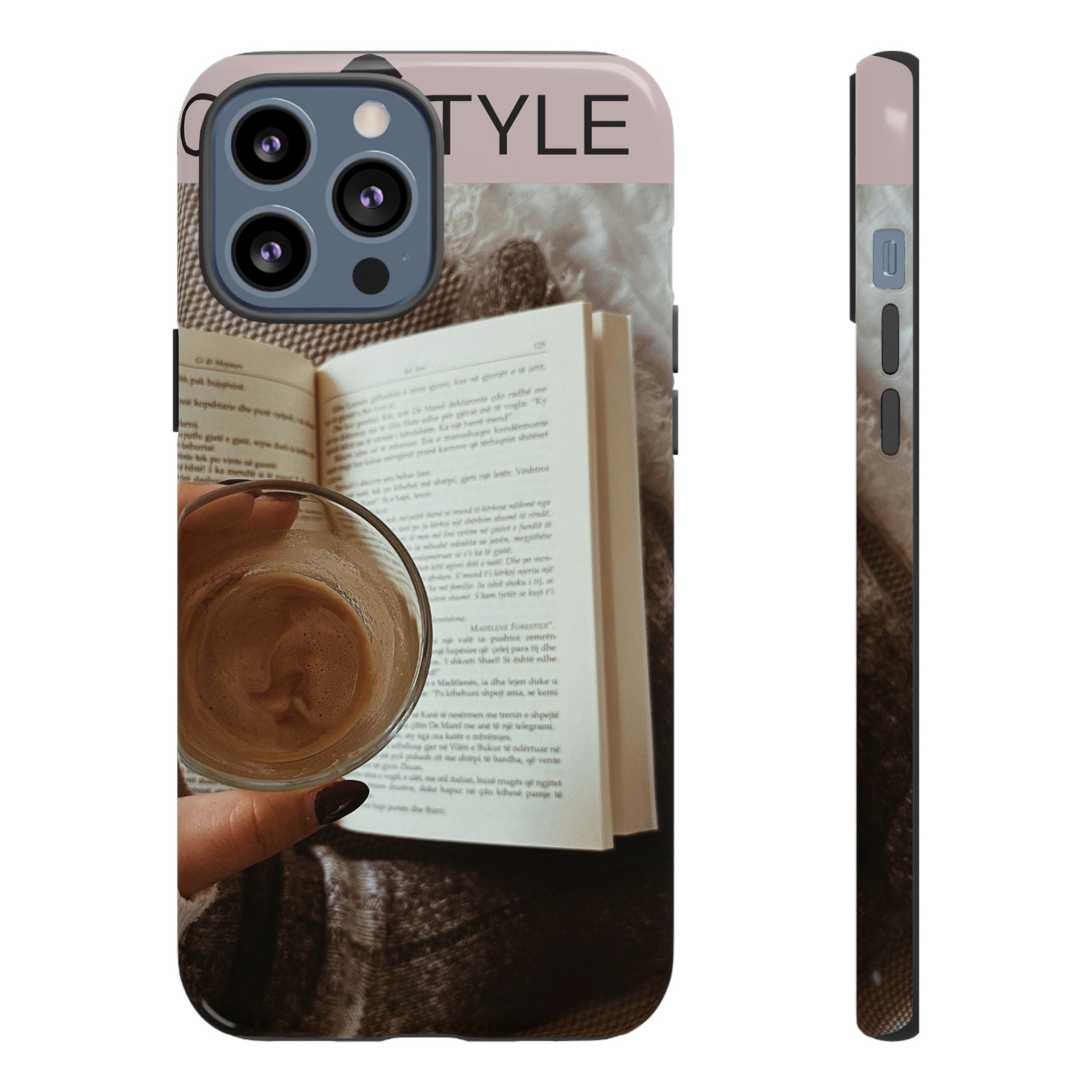 Cozy Reading Phone Case — Coffee & Book Protective Cover