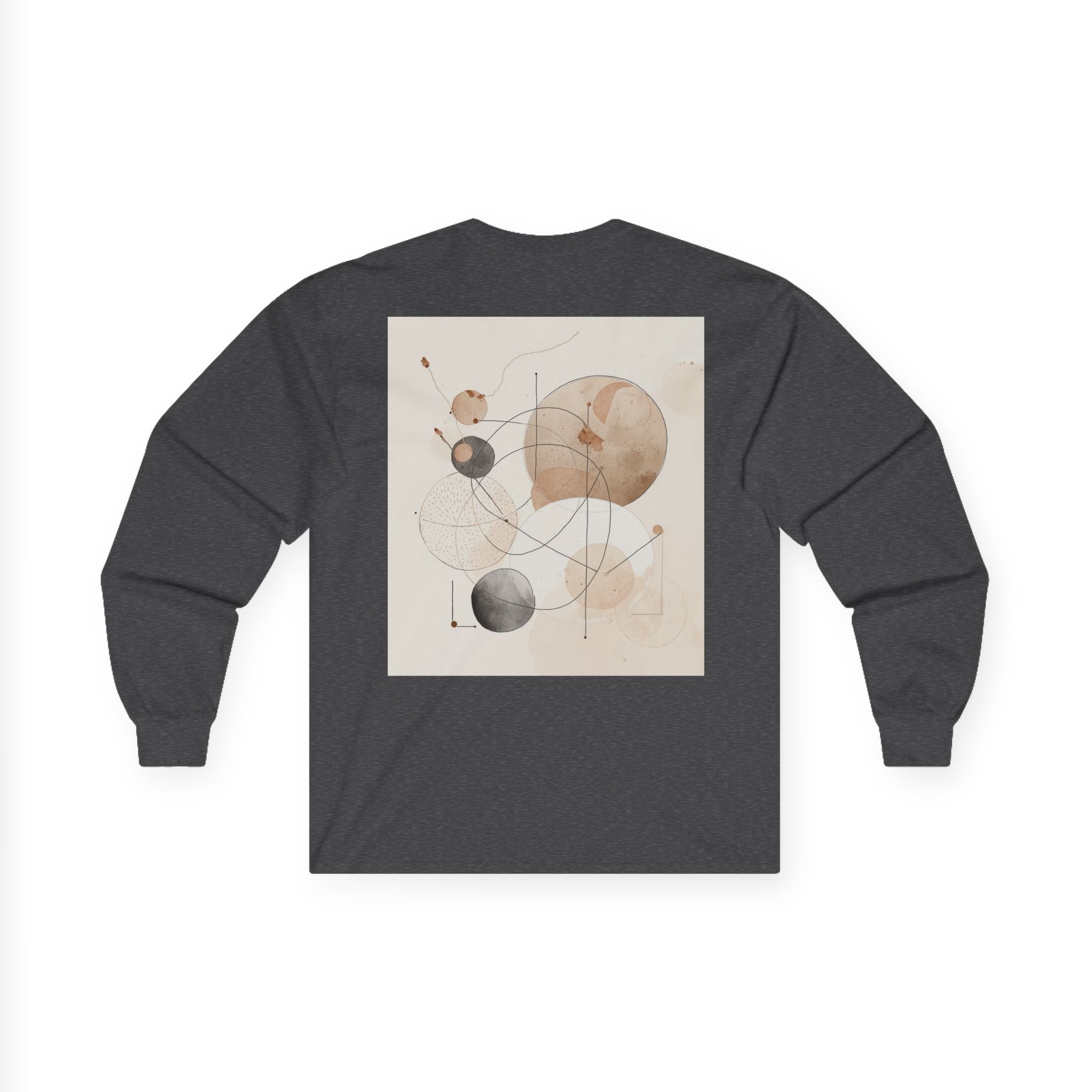 Abstract Geometric Art Long Sleeve Tee — Neutral Circle Composition