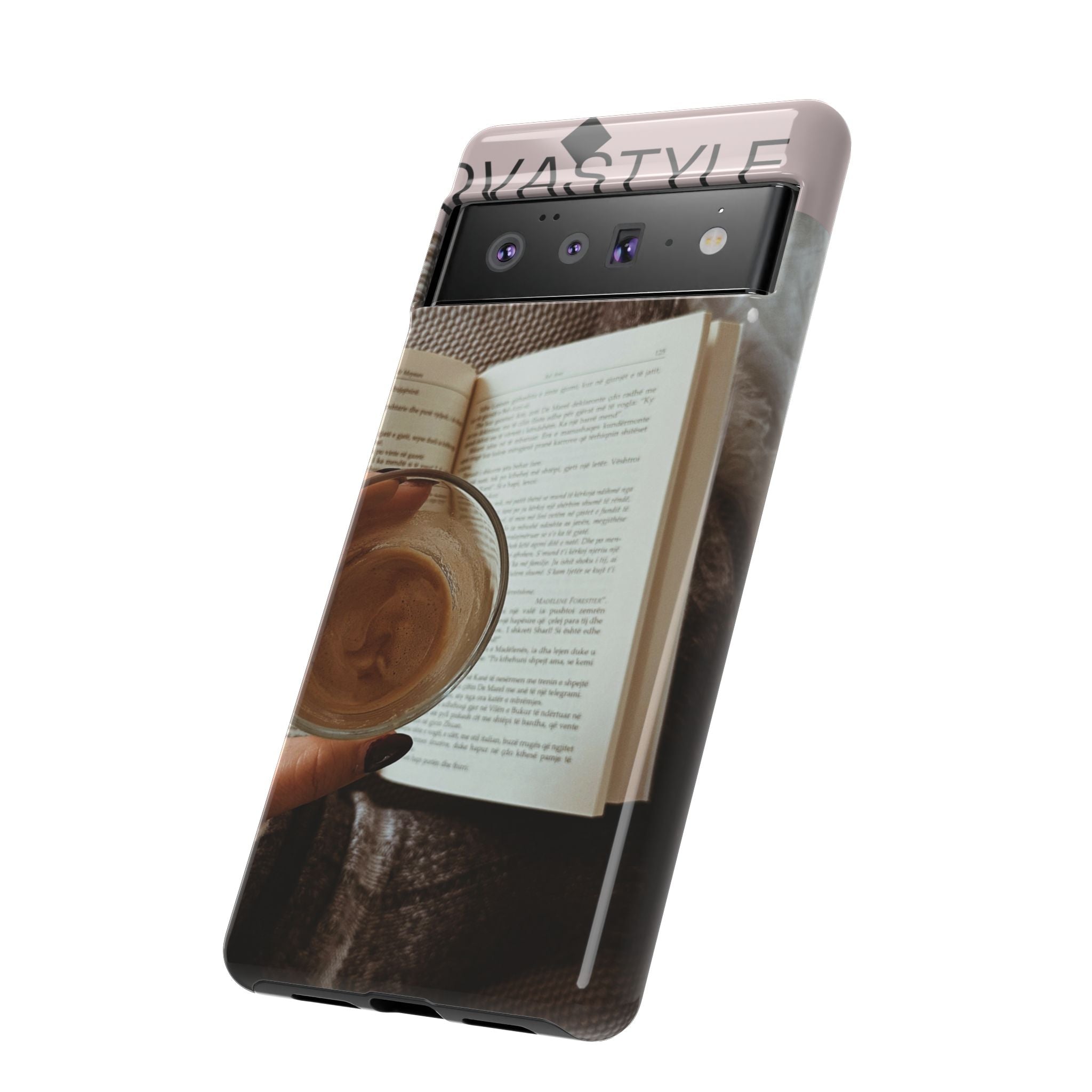 Cozy Reading Phone Case — Coffee & Book Protective Cover