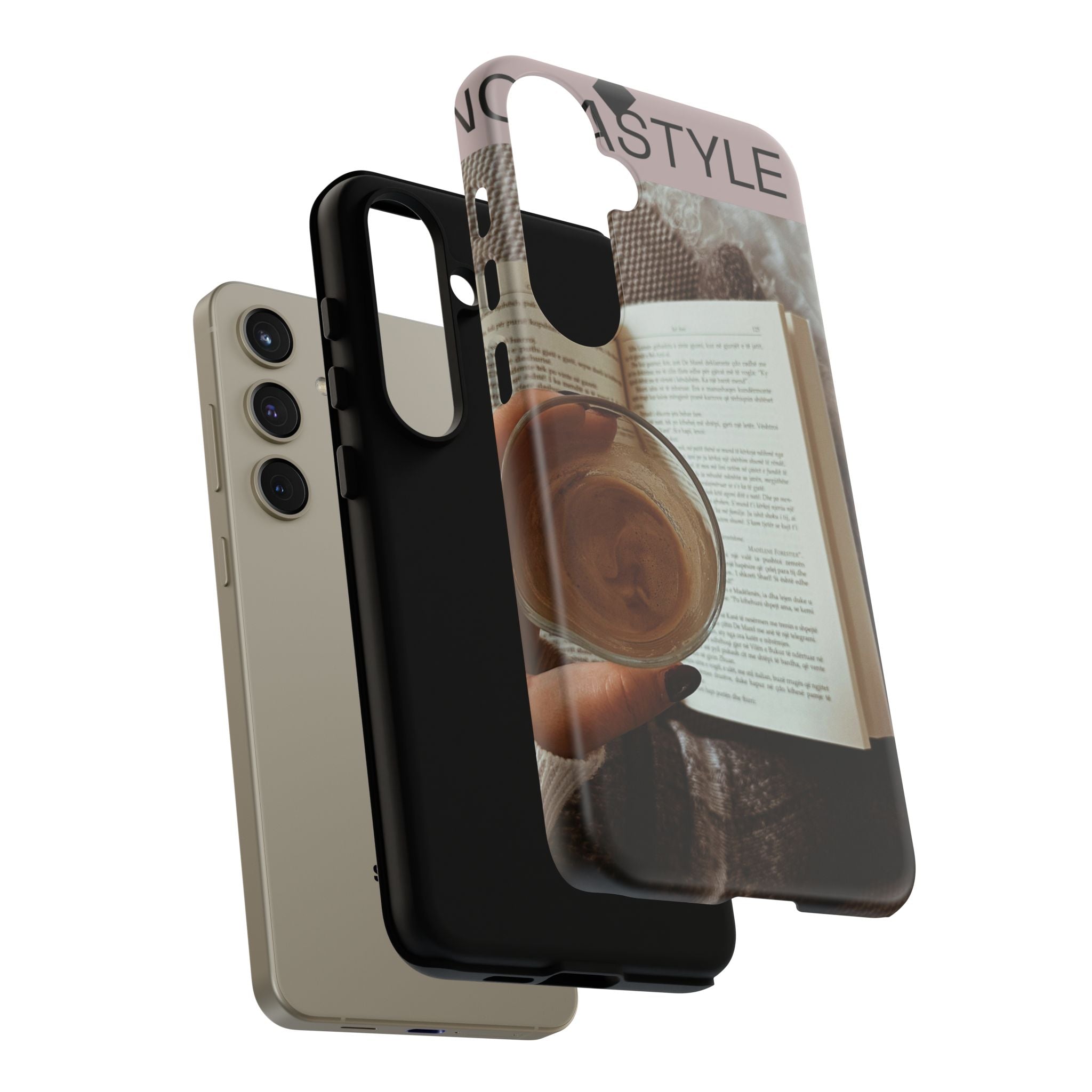 Cozy Reading Phone Case — Coffee & Book Protective Cover