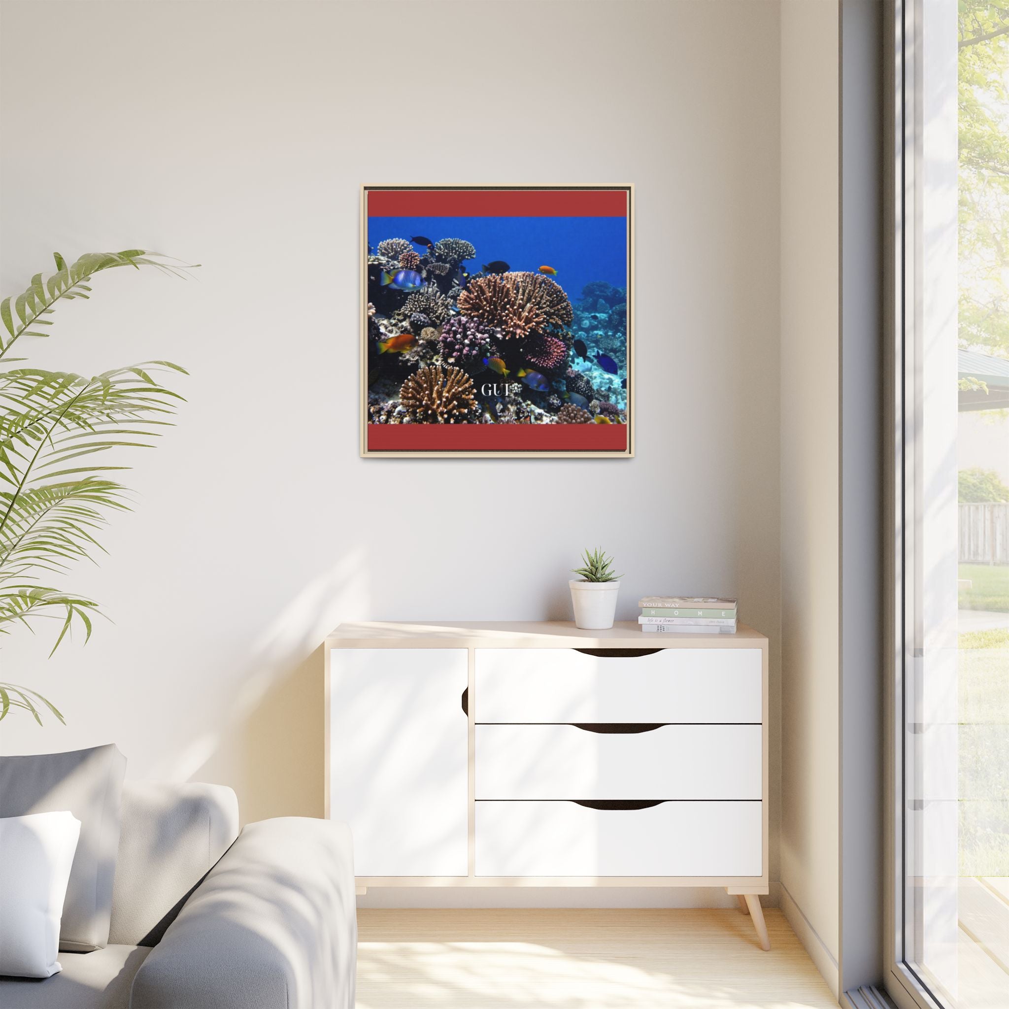 Framed Coral Reef Matte Canvas Wall Art — Tropical Ocean Photography Print