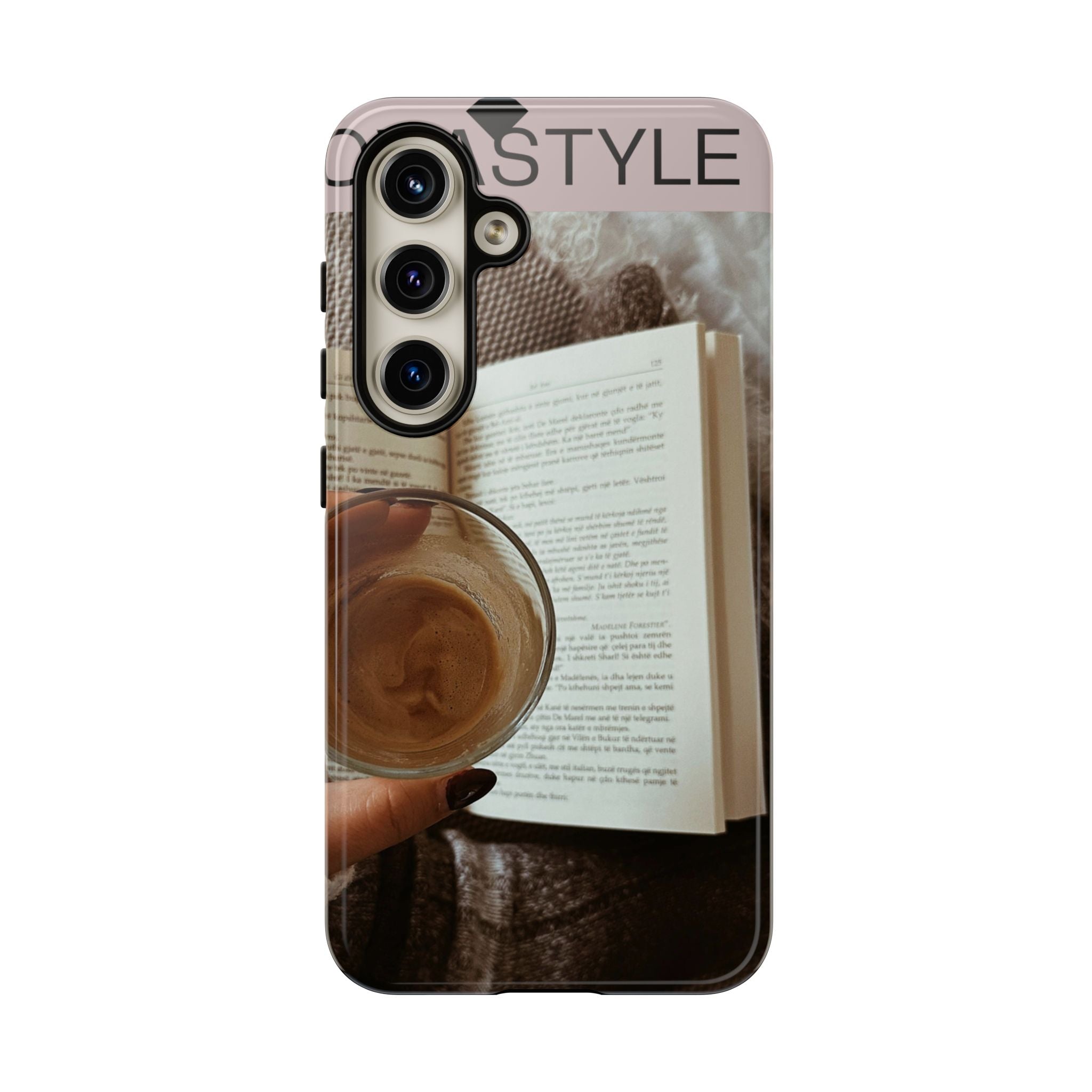 Cozy Reading Phone Case — Coffee & Book Protective Cover