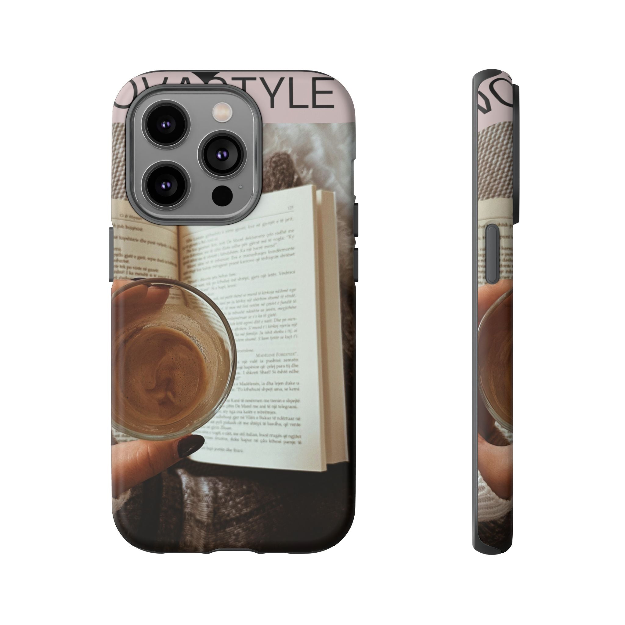 Cozy Reading Phone Case — Coffee & Book Protective Cover
