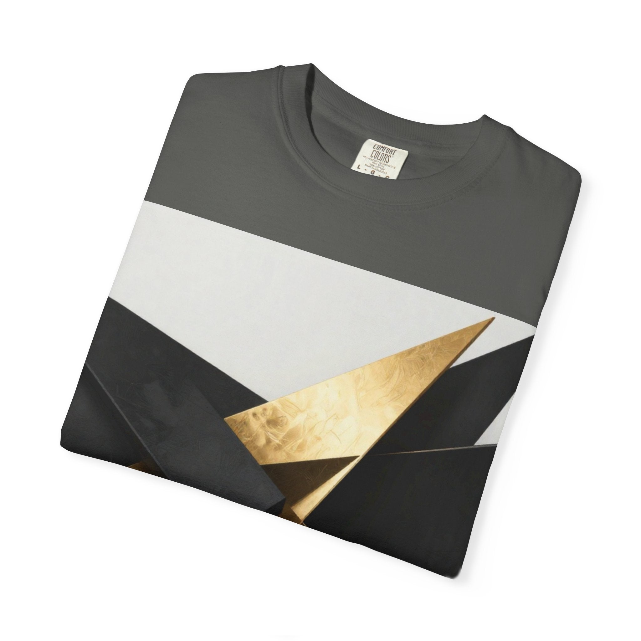 Graphic T-Shirt — Modern Gold Abstract & Mountain Photo Print