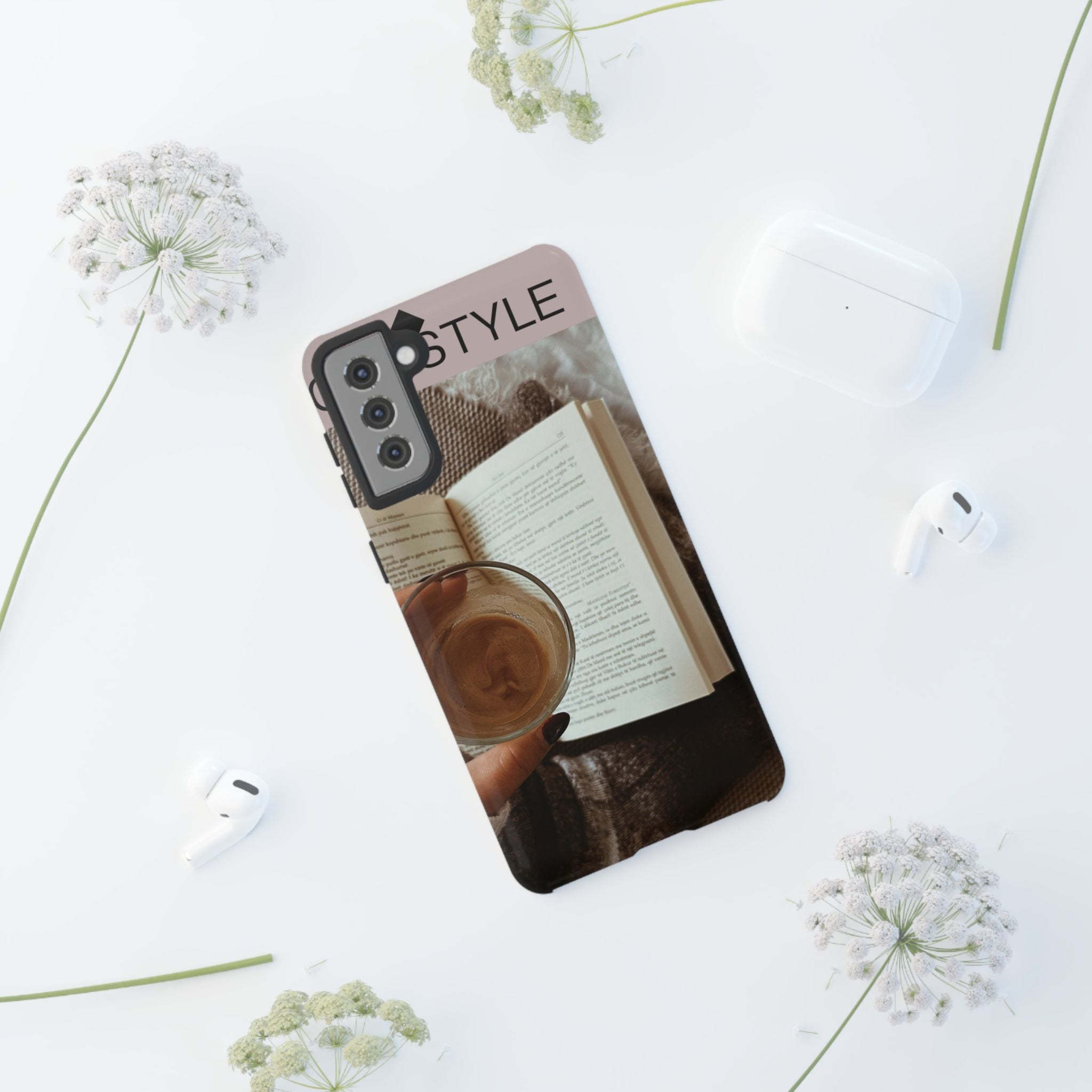 Cozy Reading Phone Case — Coffee & Book Protective Cover