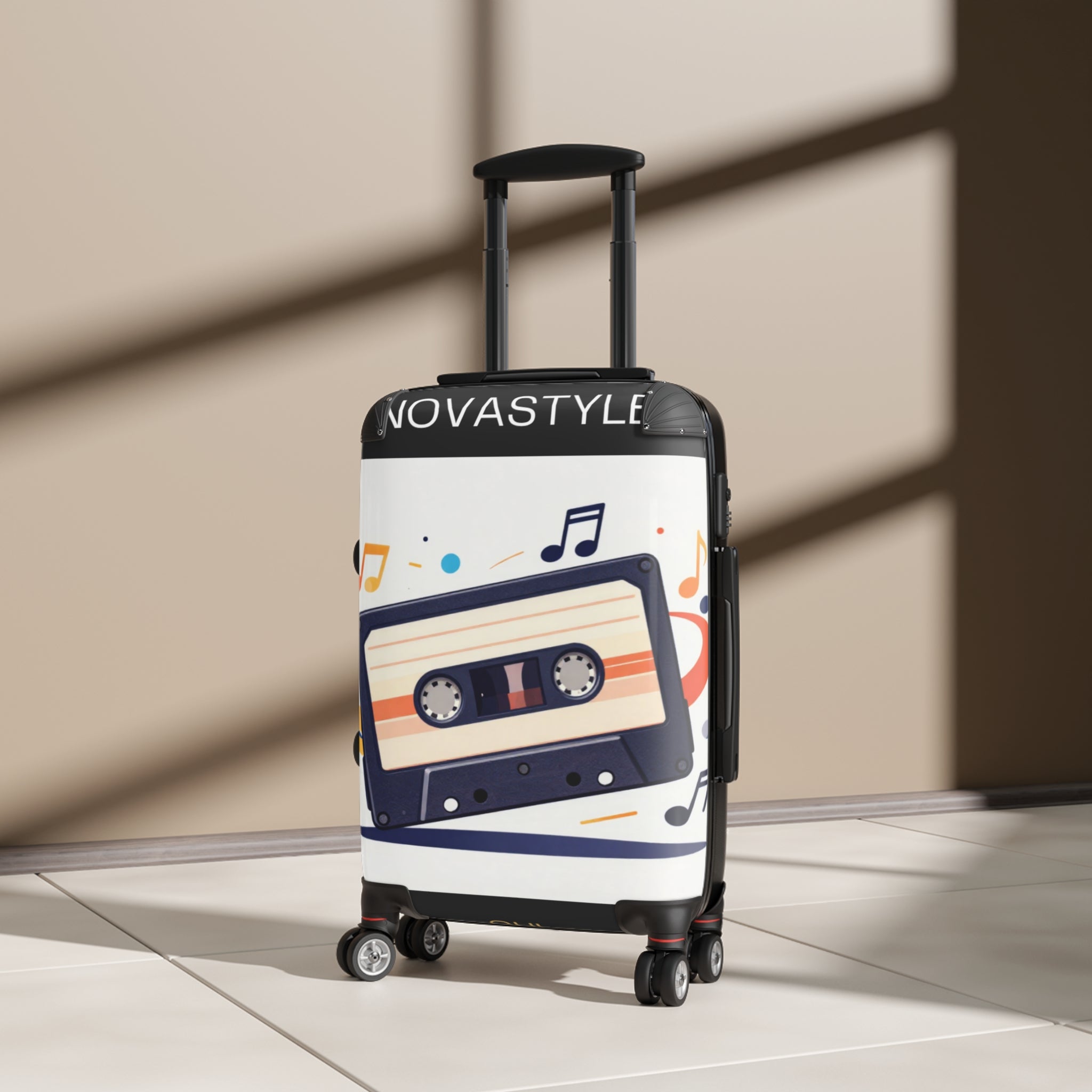 Retro Cassette Suitcase – Vintage Music Luggage Cover for Travelers