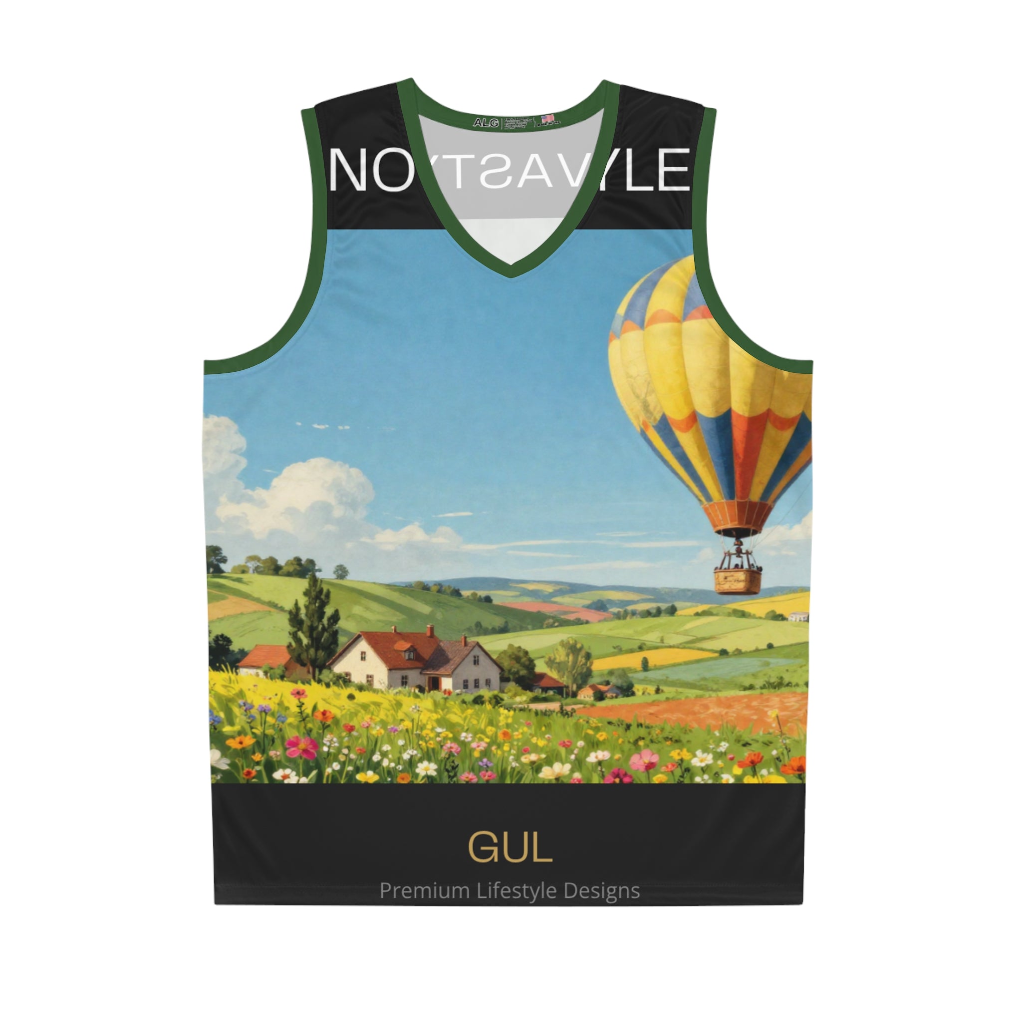 Scenic Hot Air Balloon & Bonsai All-Over Print Basketball Jersey