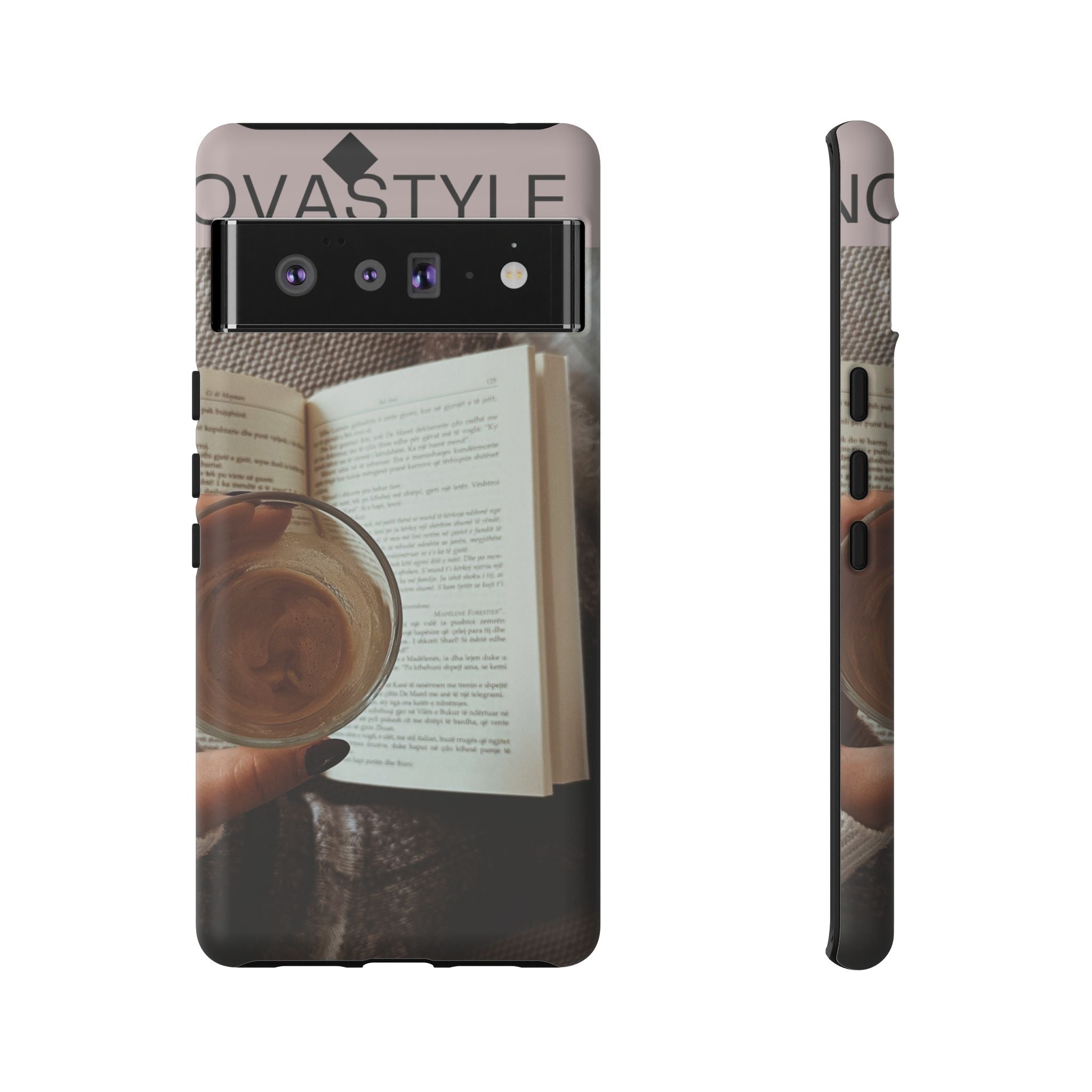 Cozy Reading Phone Case — Coffee & Book Protective Cover