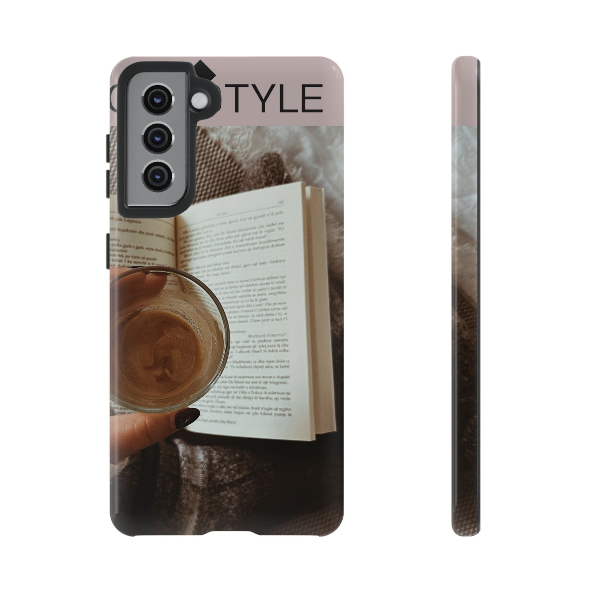 Cozy Reading Phone Case — Coffee & Book Protective Cover