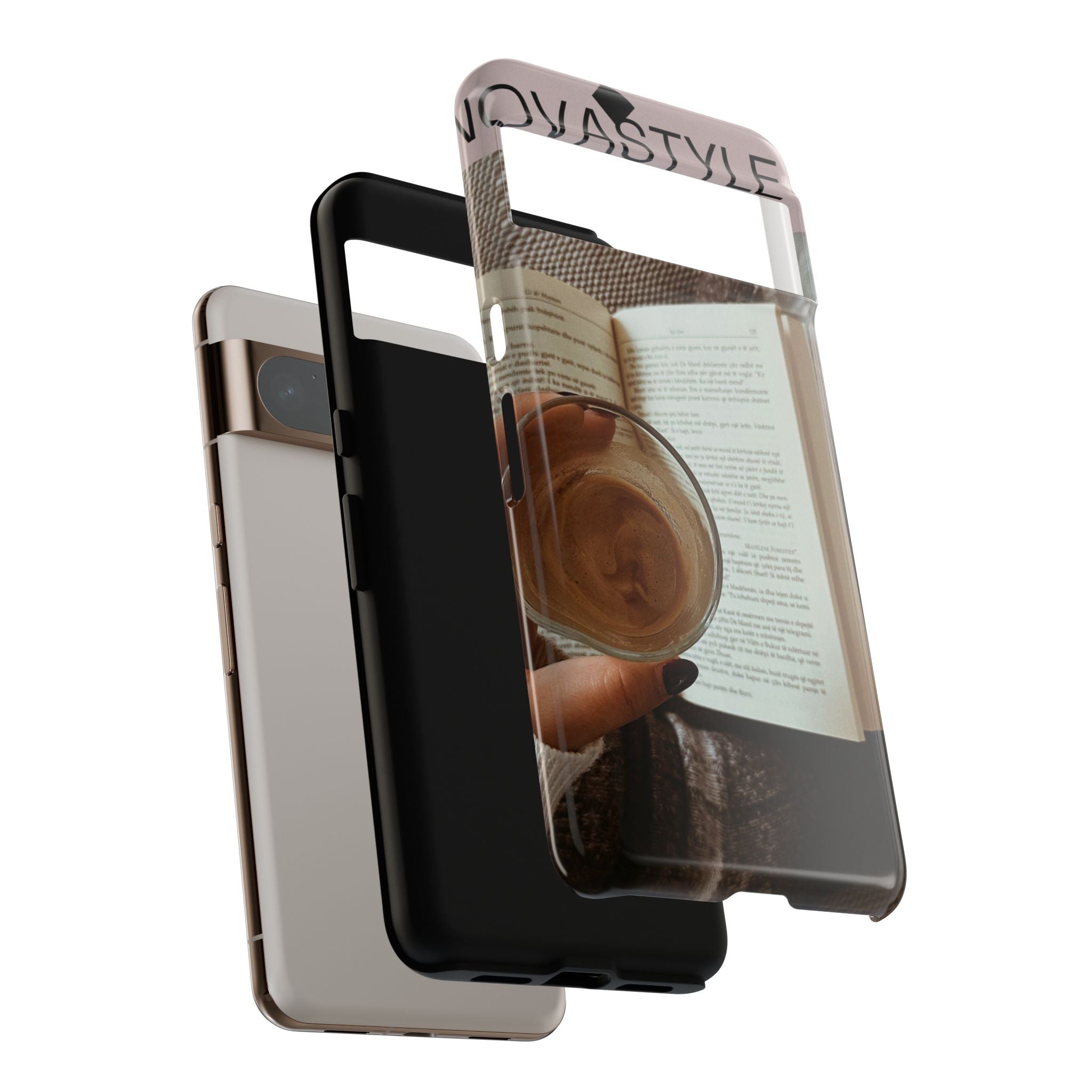 Cozy Reading Phone Case — Coffee & Book Protective Cover
