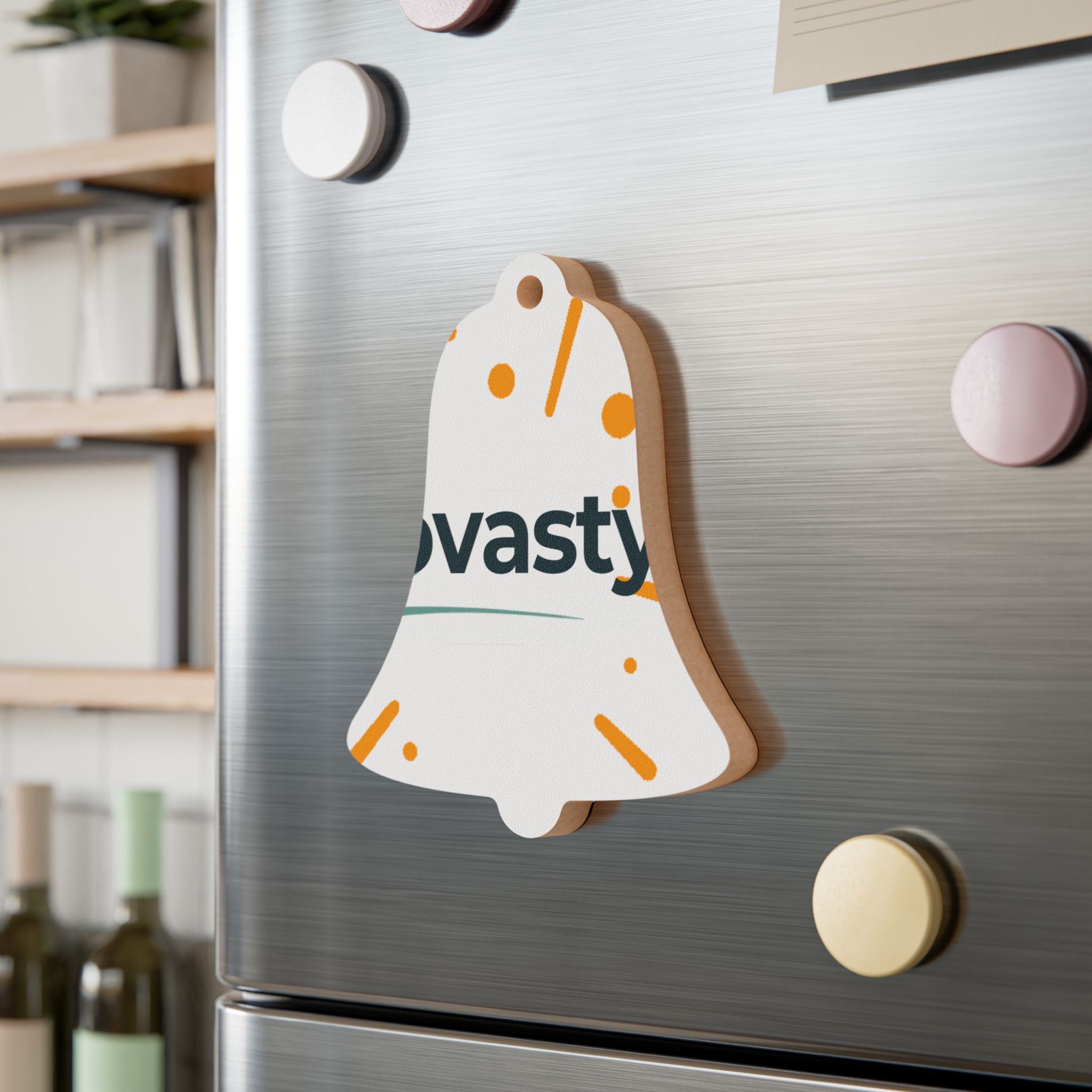 Bell-Shaped Wooden Ornament — Minimal Logo & Illustration Holiday Decoration