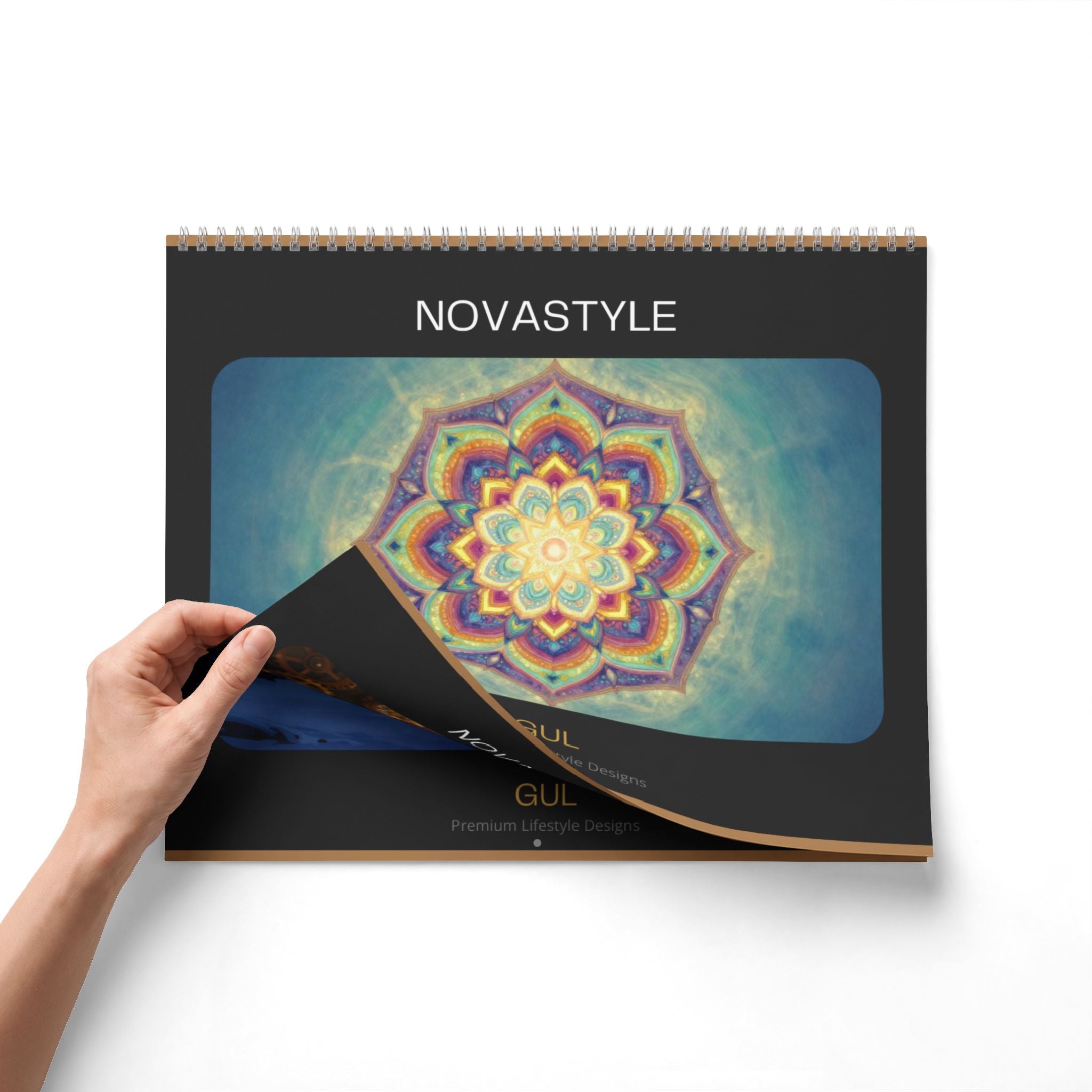 Mandala & Nature Wall Calendar — 12‑Month Artistic Spiral Calendar with Kaleidoscope Art, Aurora & Vintage Keys