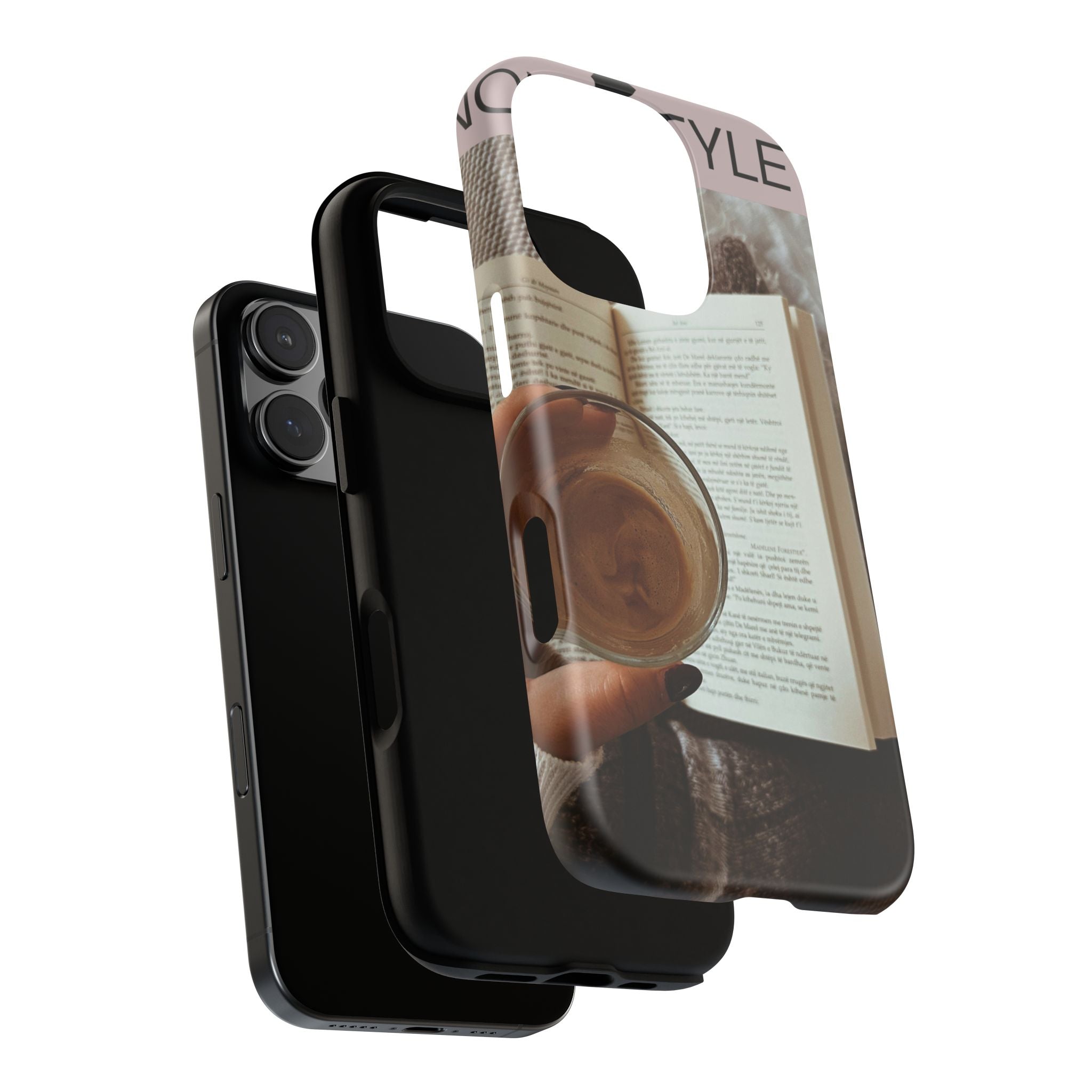 Cozy Reading Phone Case — Coffee & Book Protective Cover