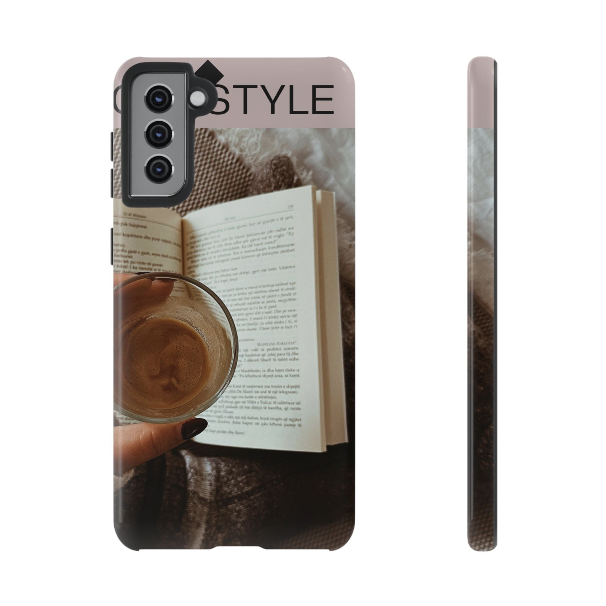 Cozy Reading Phone Case — Coffee & Book Protective Cover
