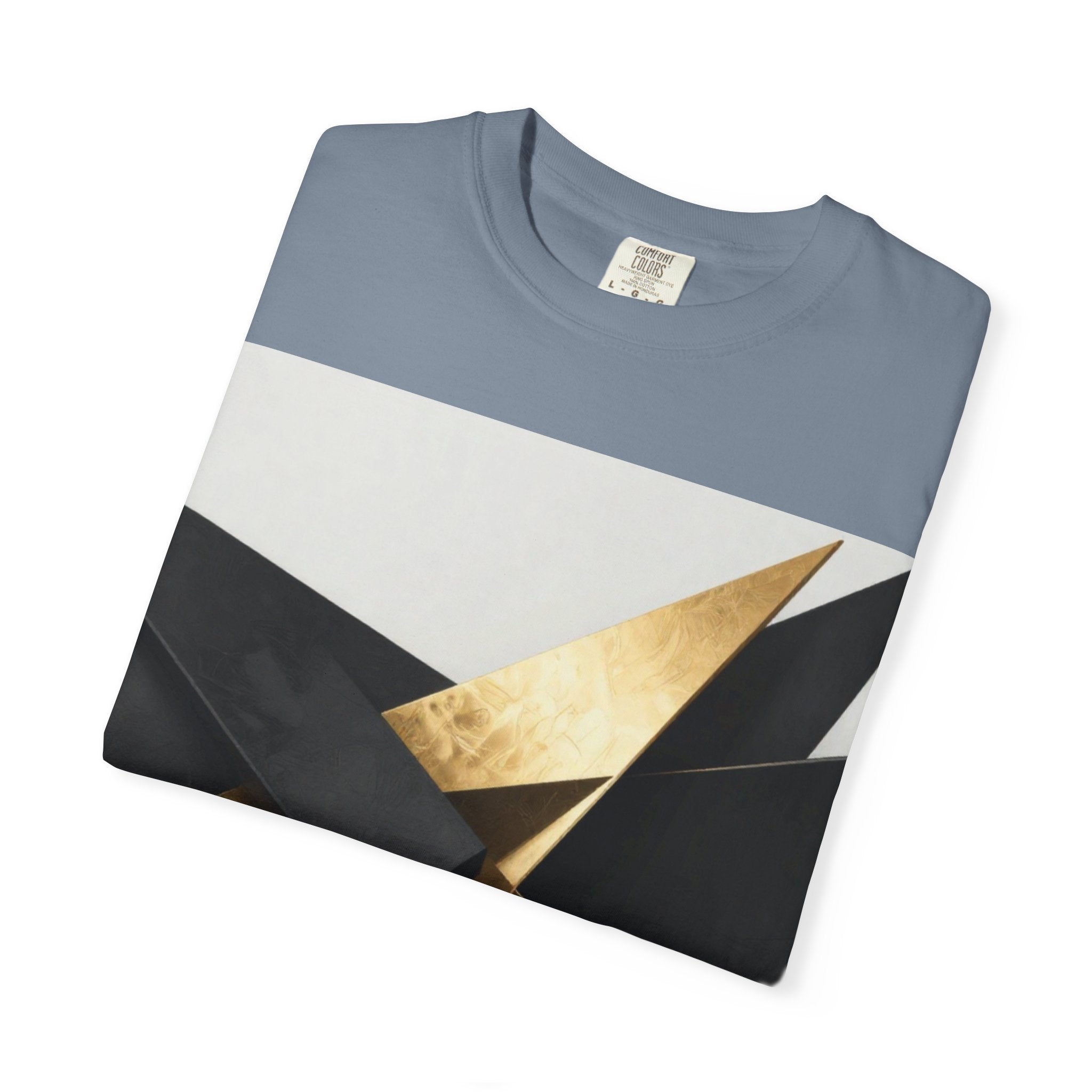 Graphic T-Shirt — Modern Gold Abstract & Mountain Photo Print
