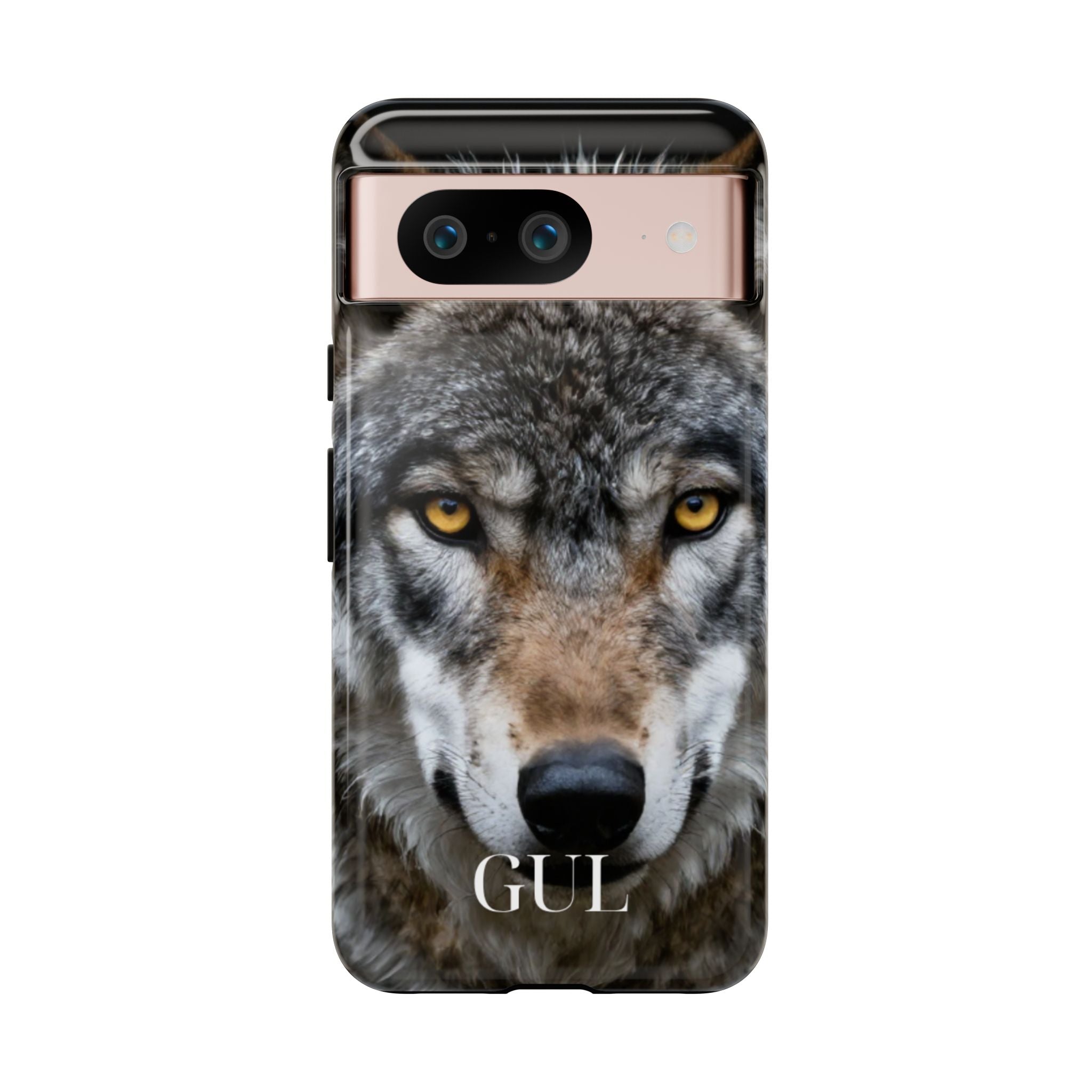 Wolf Eyes Phone Case — Fierce Wildlife iPhone Protective Case with ‘GUL’ Text