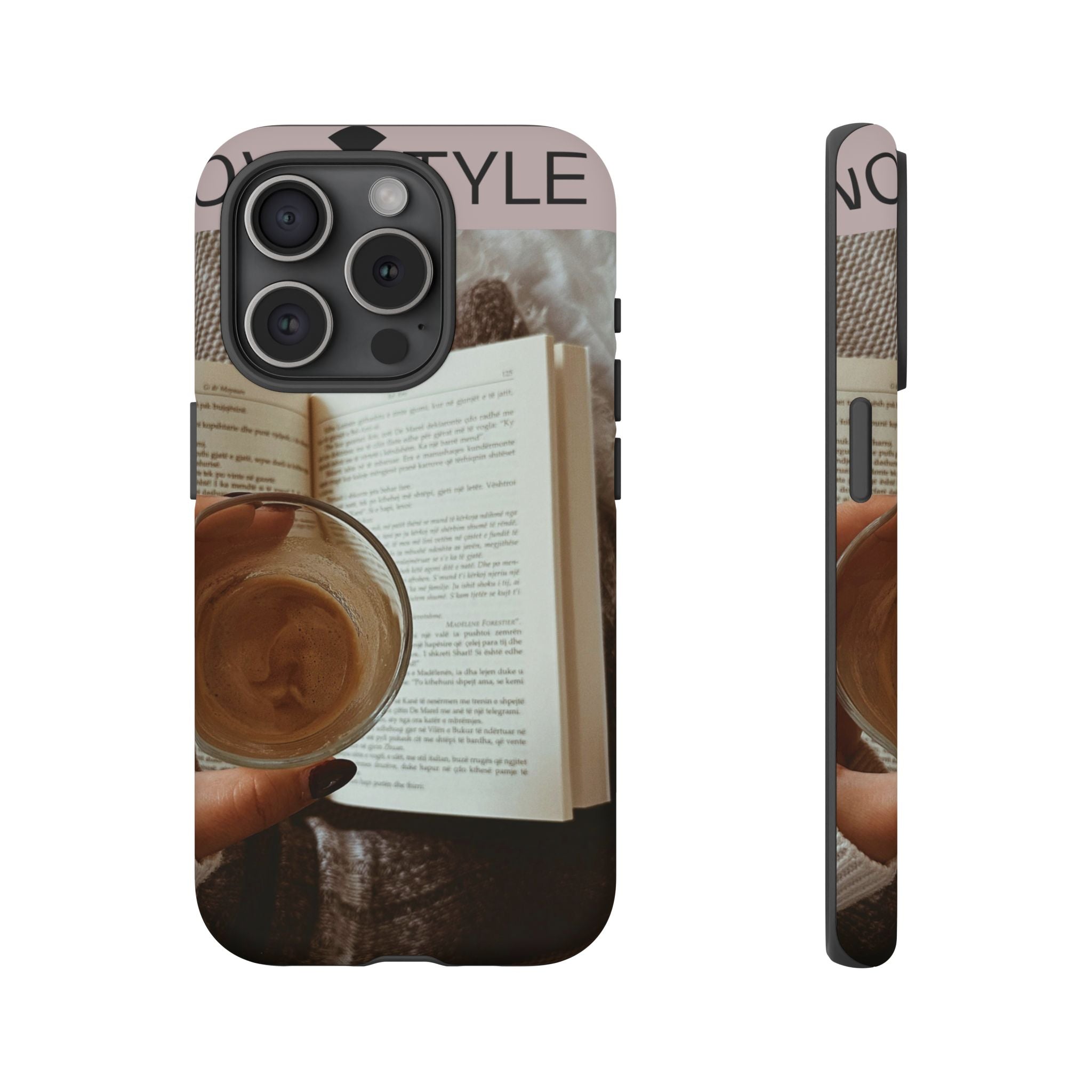 Cozy Reading Phone Case — Coffee & Book Protective Cover