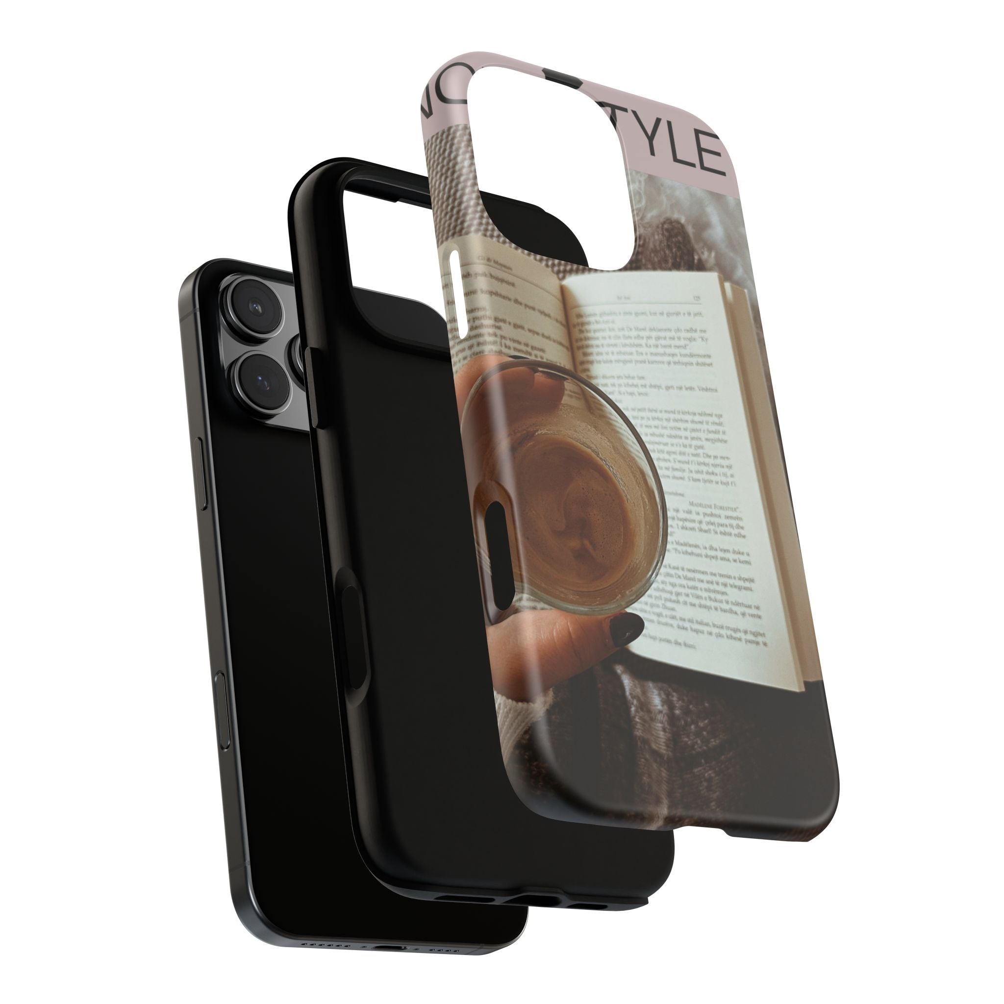 Cozy Reading Phone Case — Coffee & Book Protective Cover
