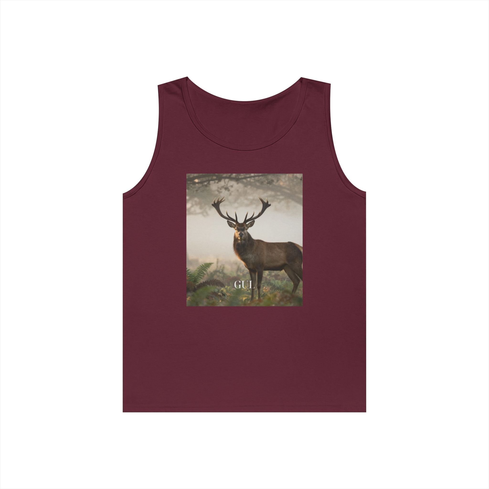 Deer &amp; Cherry Blossom Art Tank Top — Nature Scene Graphic Tank